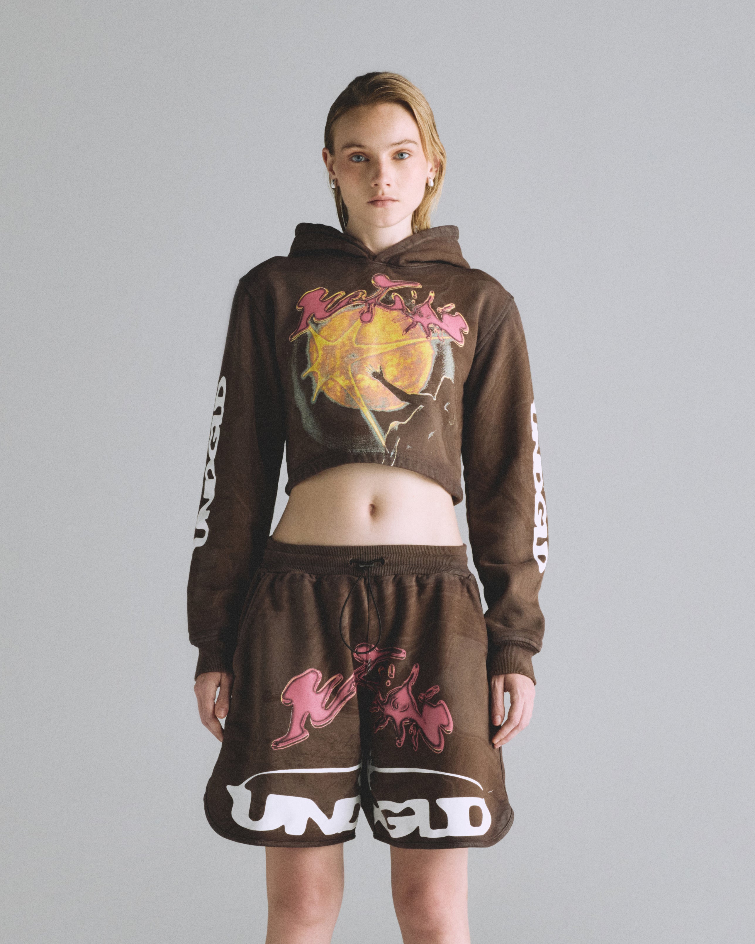 Helios Sun Slim Fit Cropped Hoodie Oil Brown