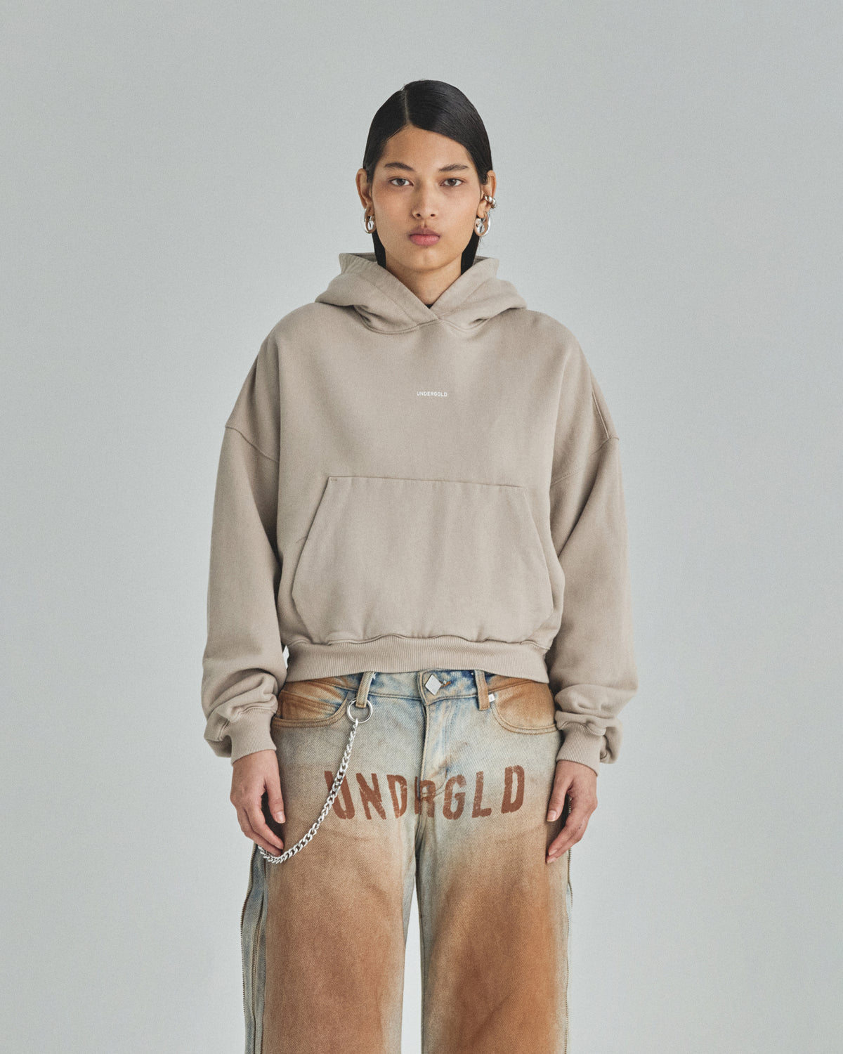 W Basics Undergold Boxy Fit Hoodie Cream