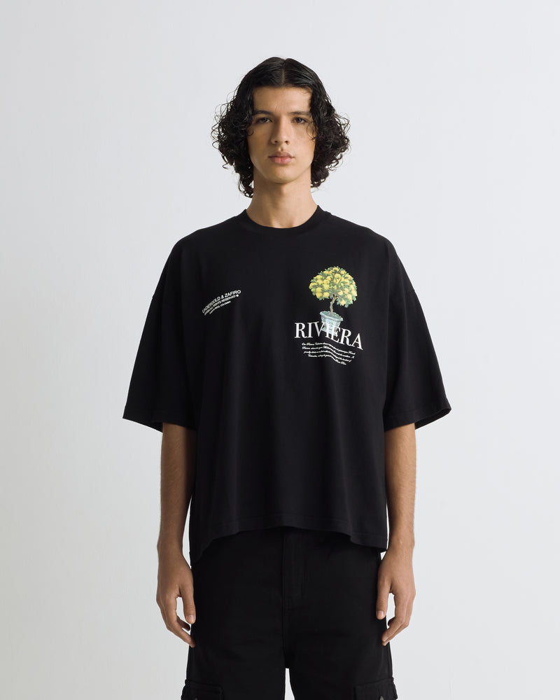 Riviera Lemon Tree Boxy Tshirt Black