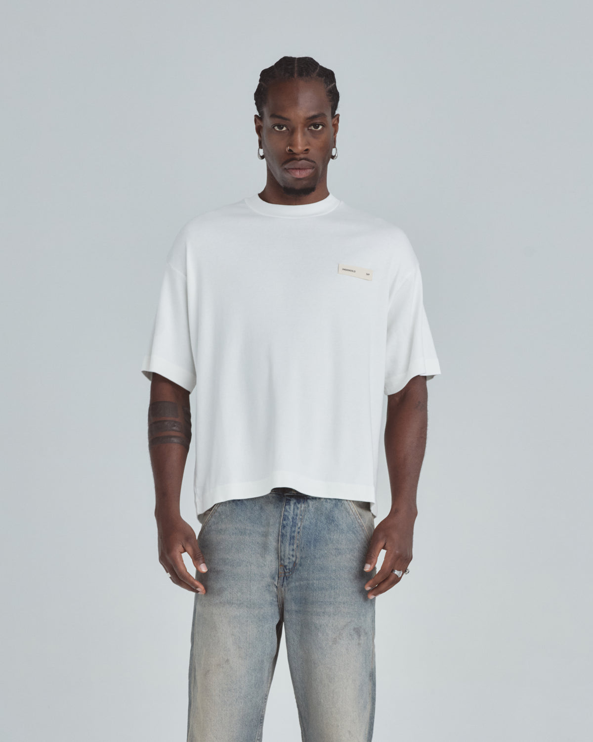Line Basic Label Boxy Fit Tshirt White