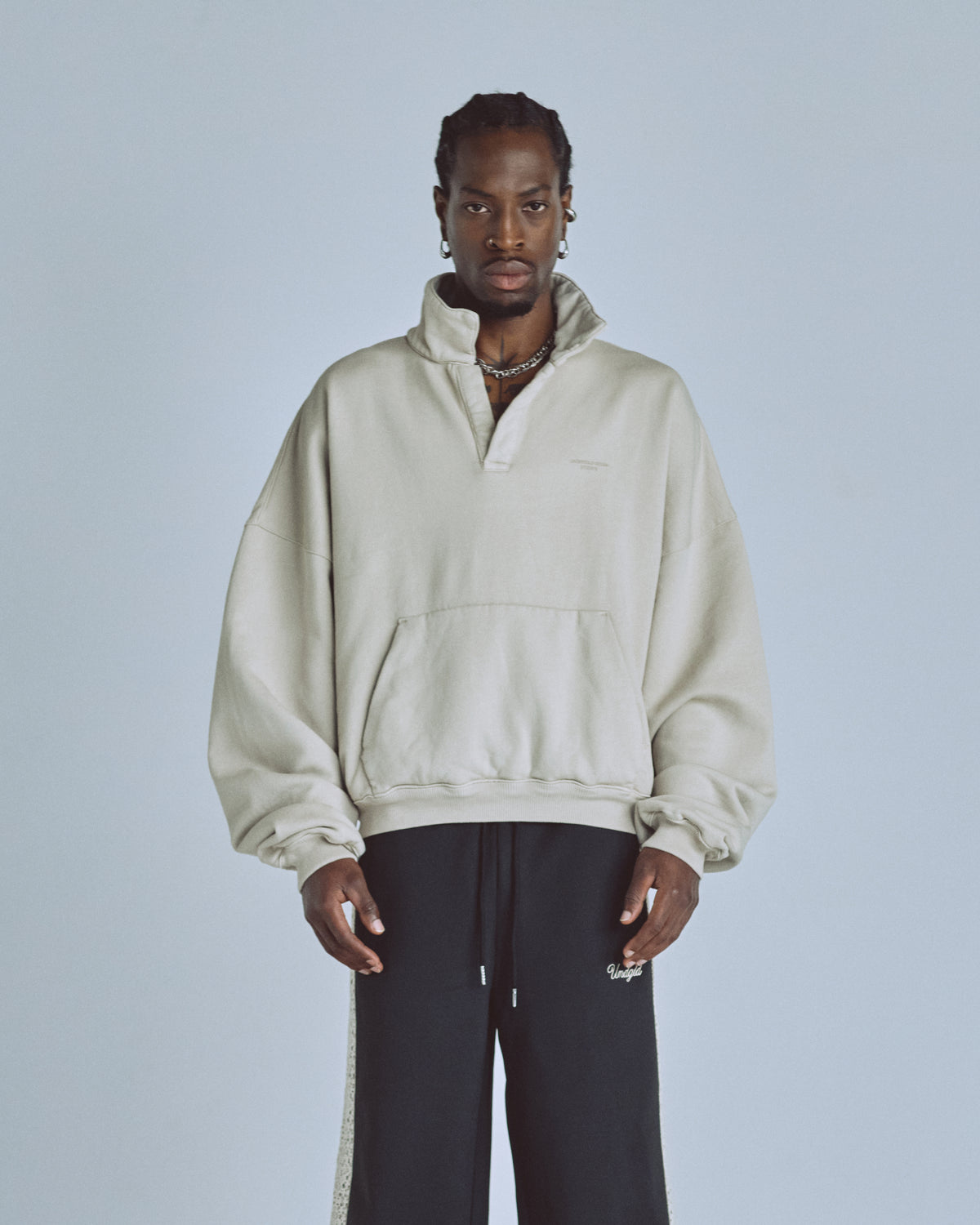 Basics Polo Collar Boxy Fit Hoodie Cream