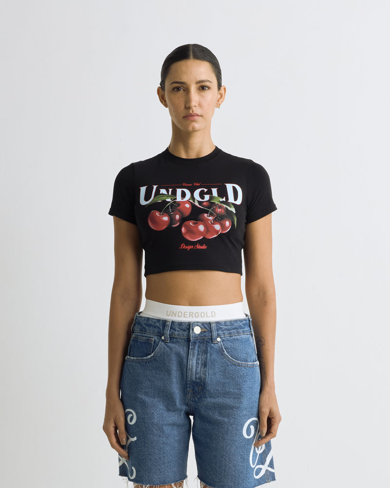 Basics Cherries Baby Tee Black