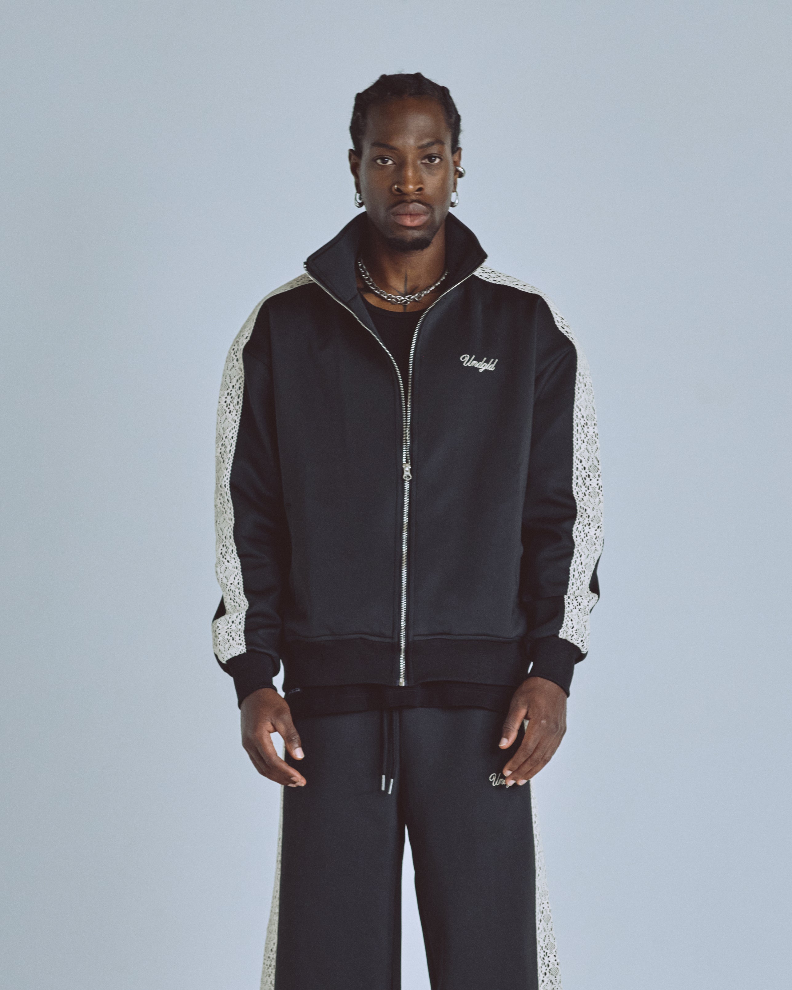 Basics Undgld Lace-panel Track Jacket Black