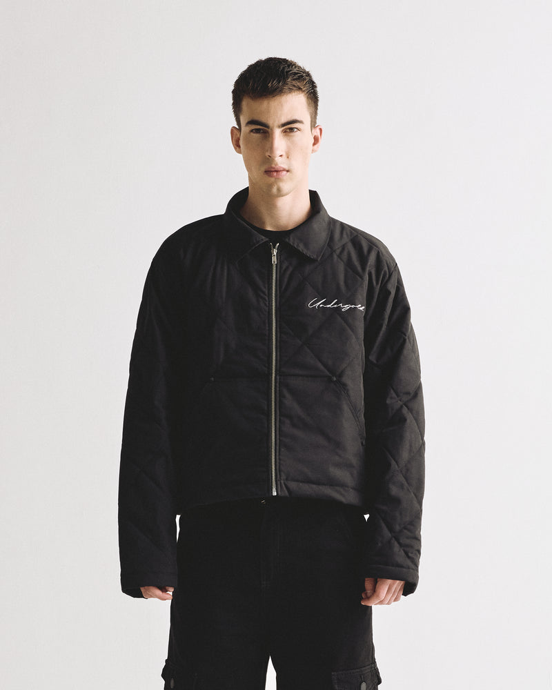 Basics Rhombus Zip-Up Jacket Black