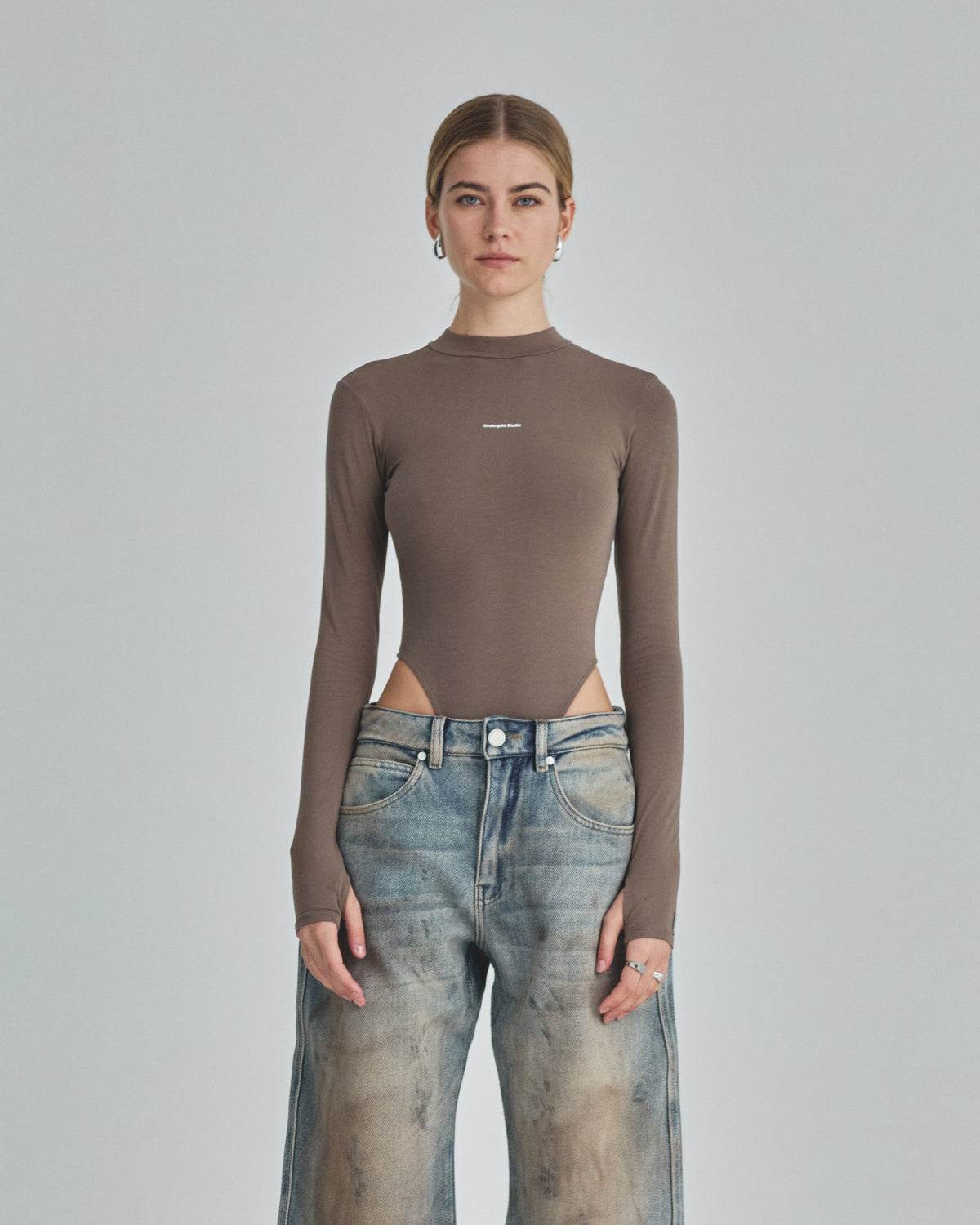 Body Line Undergold Studio Turtleneck Bodysuit Brown