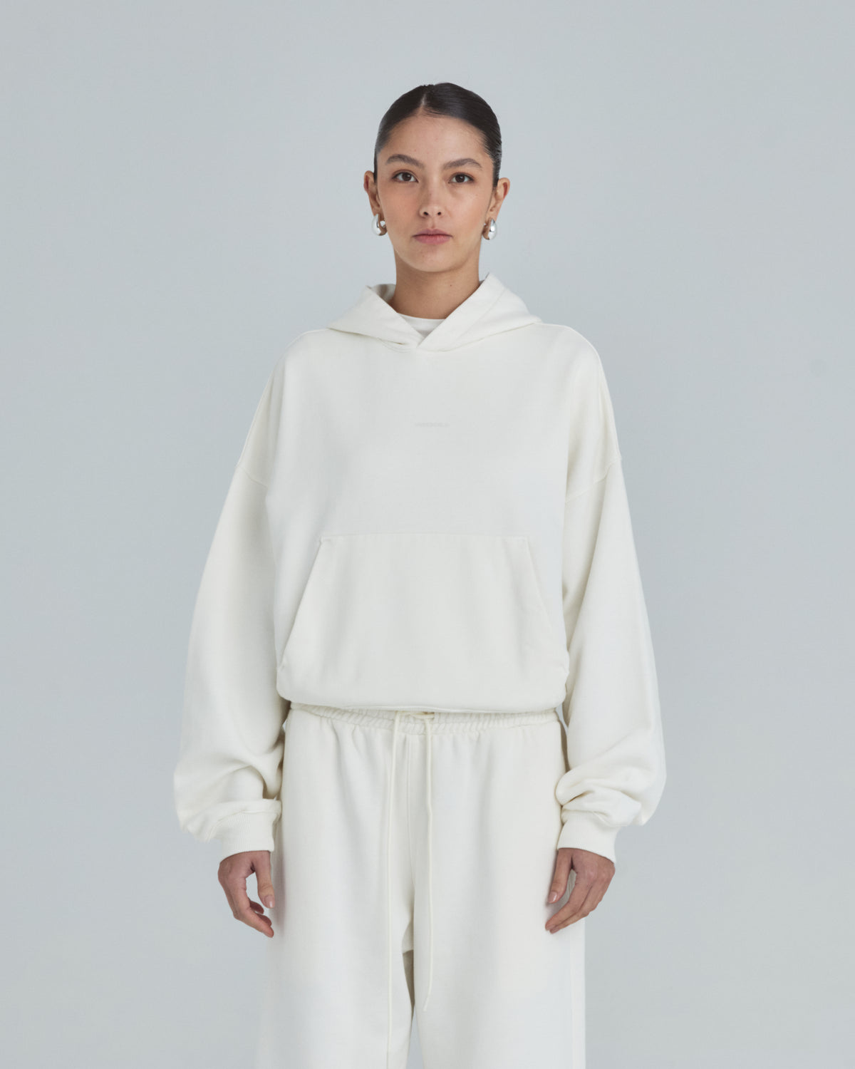 W Line Basic Boxy Fit Hoodie White