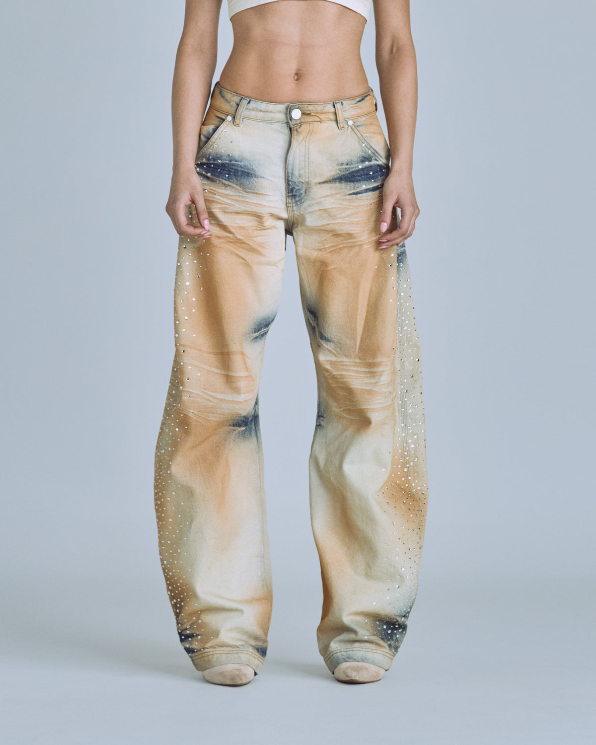W Golden Heritage Pearled Barrel Jeans Oasis Blue