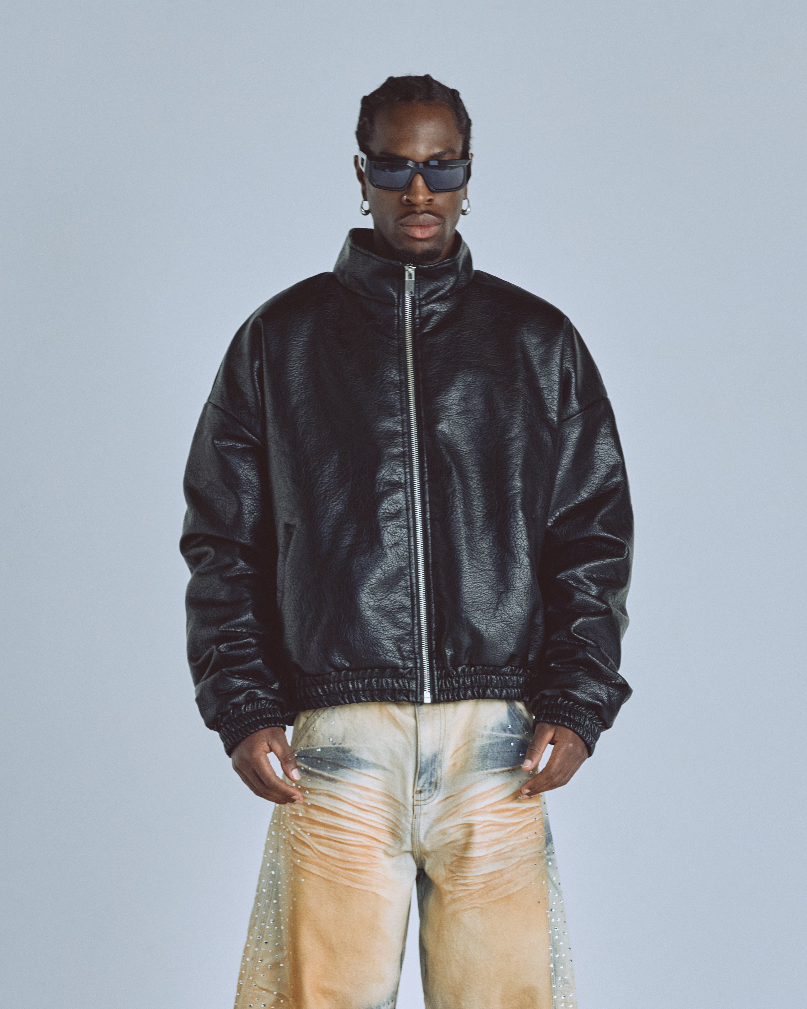 Basics UNDGLD Elastic-hem Bomber Jacket Black