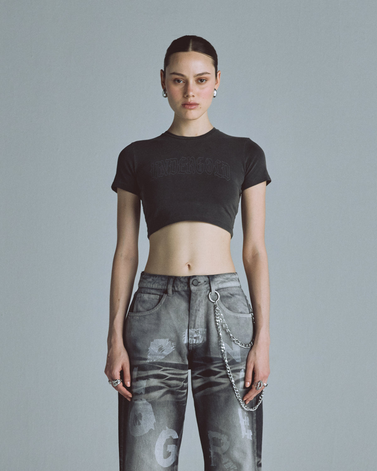 Echoes UNDRGLD Baby Tee Old Washed Gray