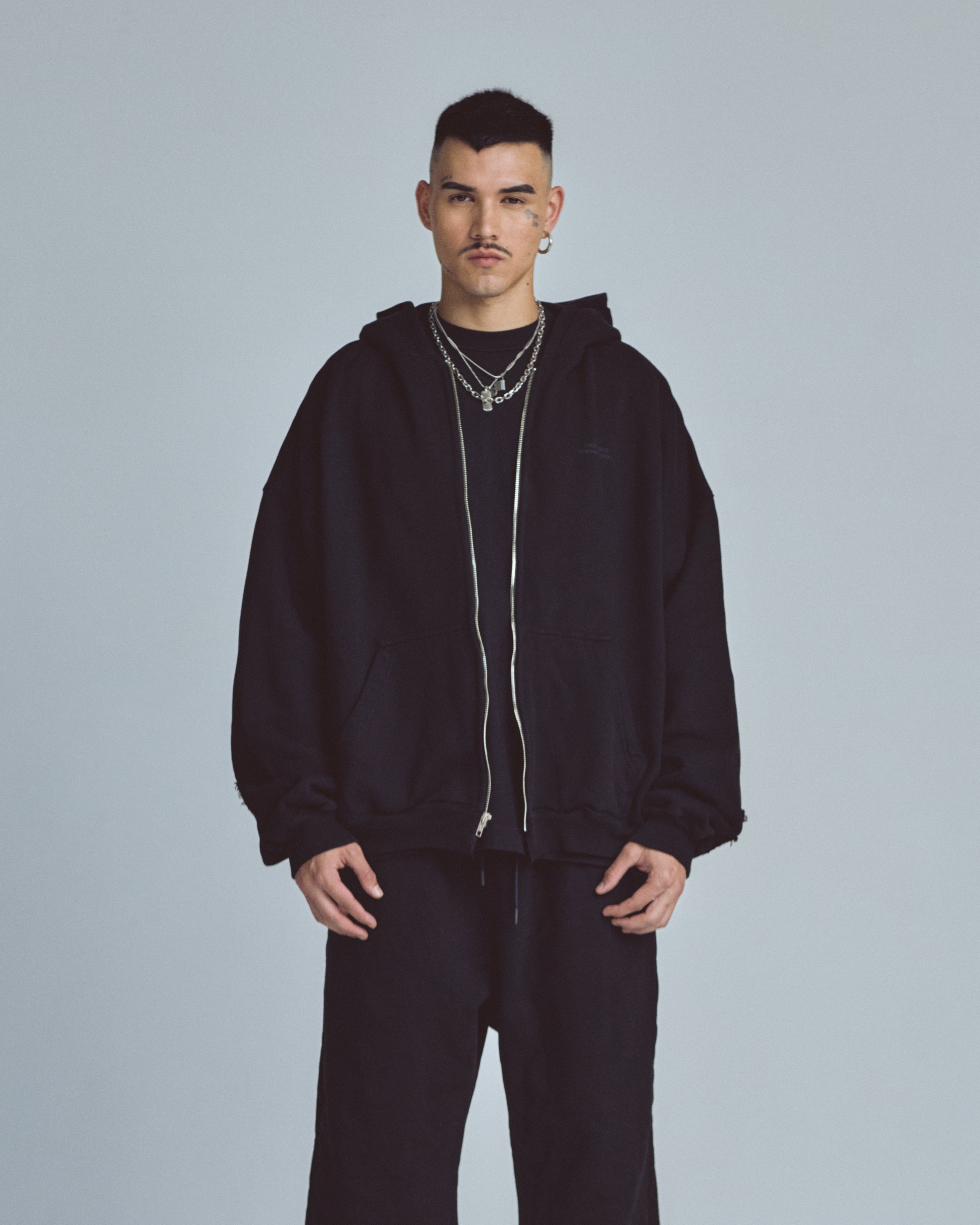 Stardust Basic Zip Up Hoodie Black