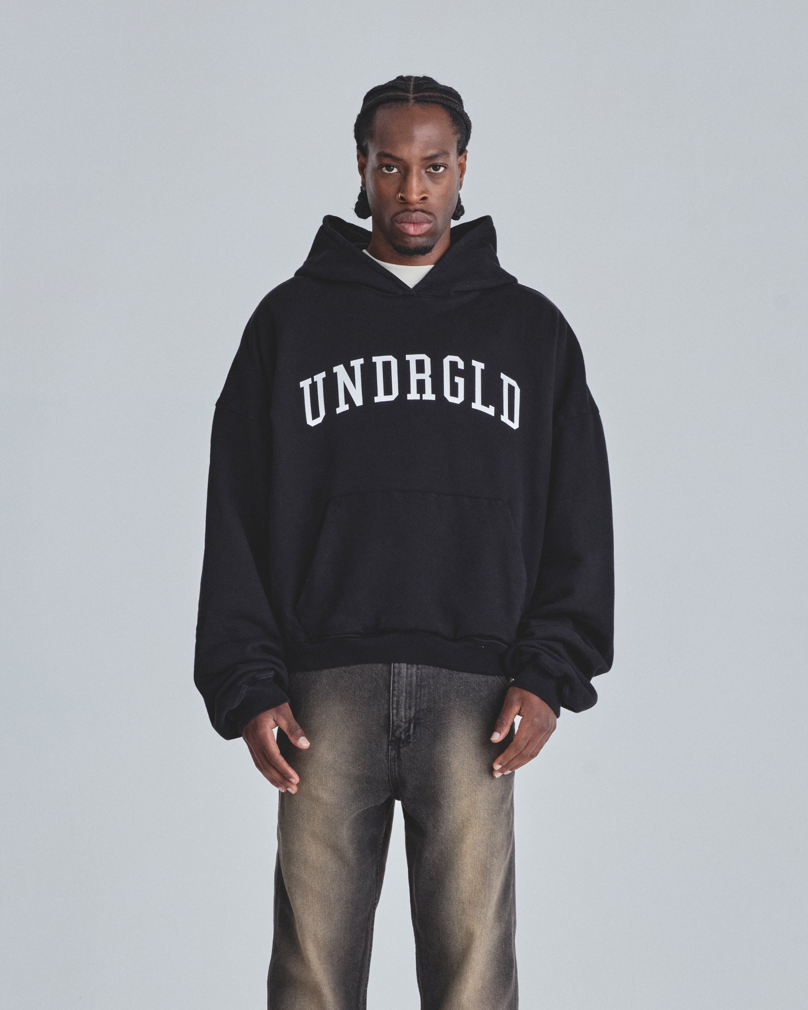 Hoodie Line Varsity UNDRGLD Boxy Fit Black