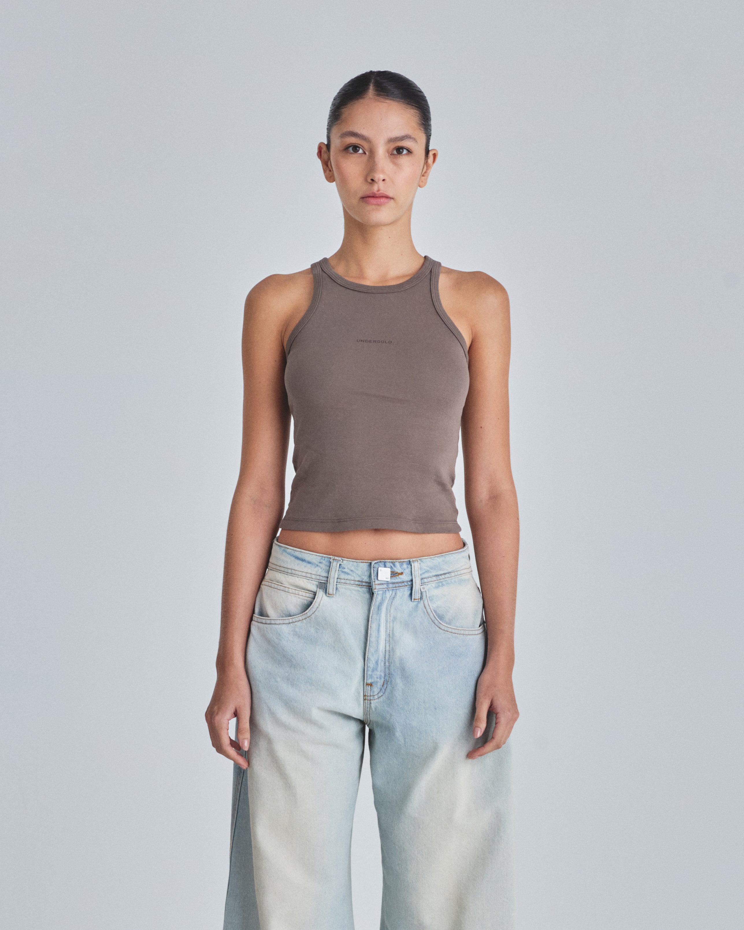 Line Basic Halter Tank Top Brown