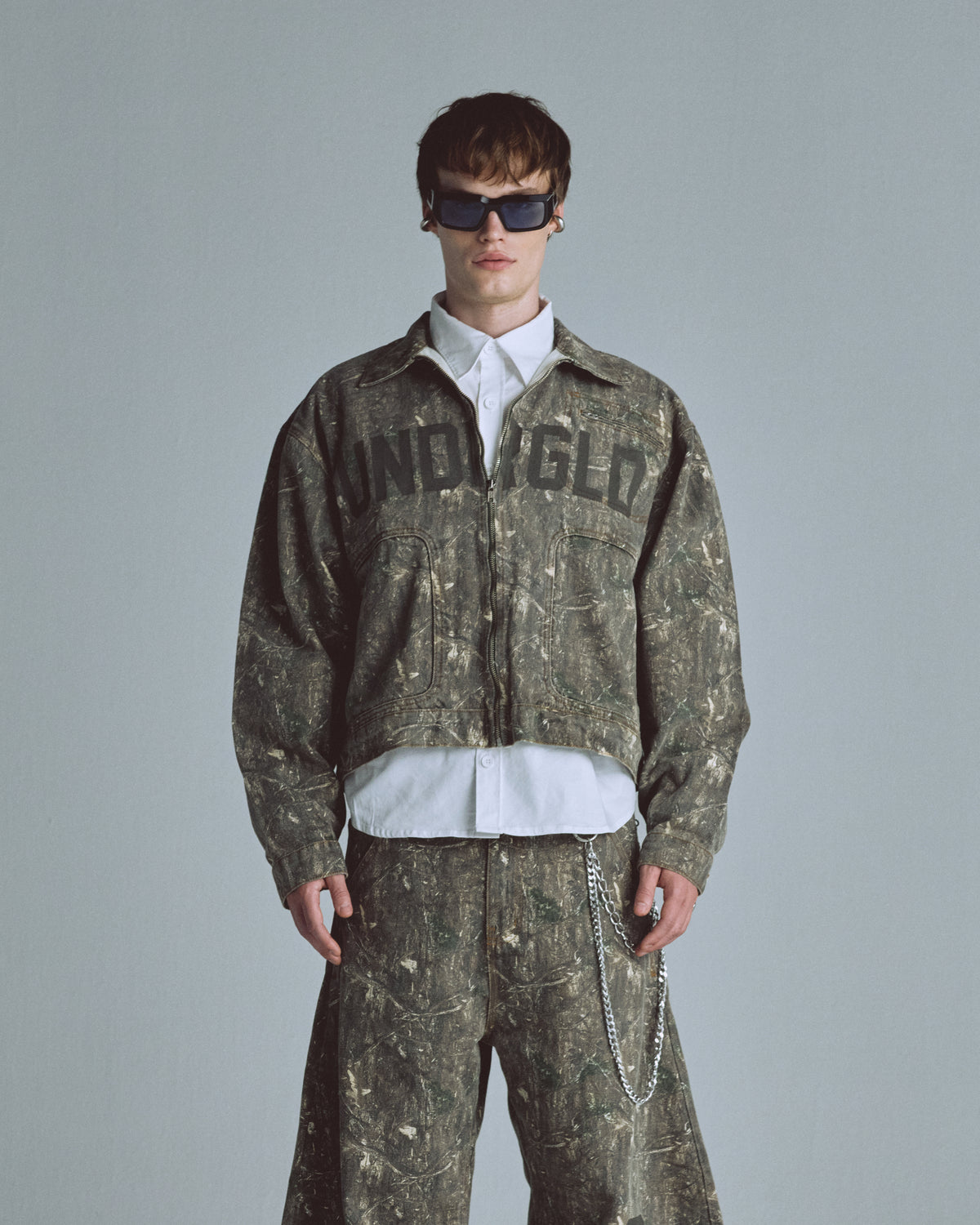 Echoes UNDRGLD Zip Up Jacket Forest Pattern