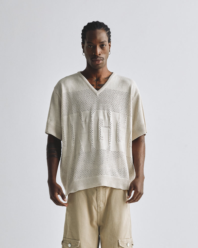 Basics UNGLD Knit V Neck Tshirt Bone