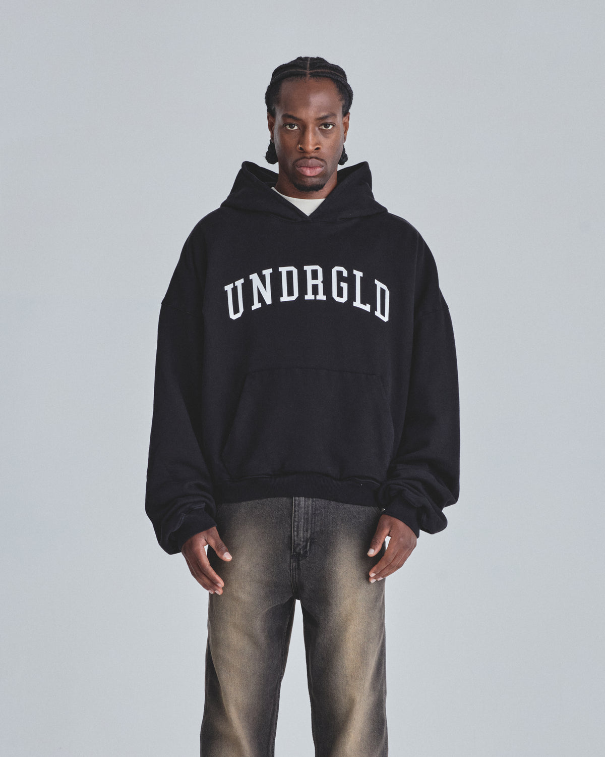 Hoodie Line Varsity UNDRGLD Boxy Fit Black