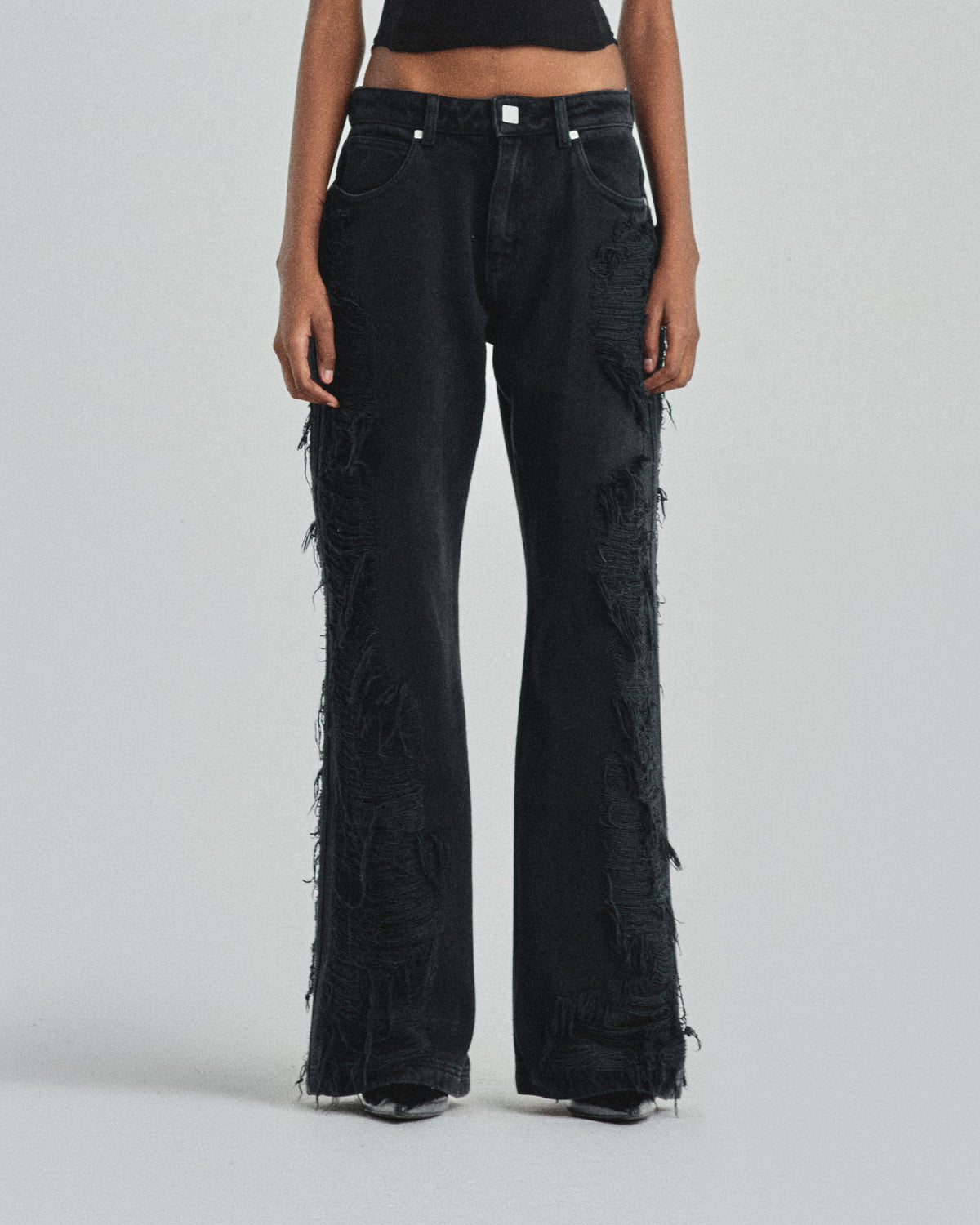 W Pilgrimage Undergold Department Double Destroyed Wide Jean Washed Black