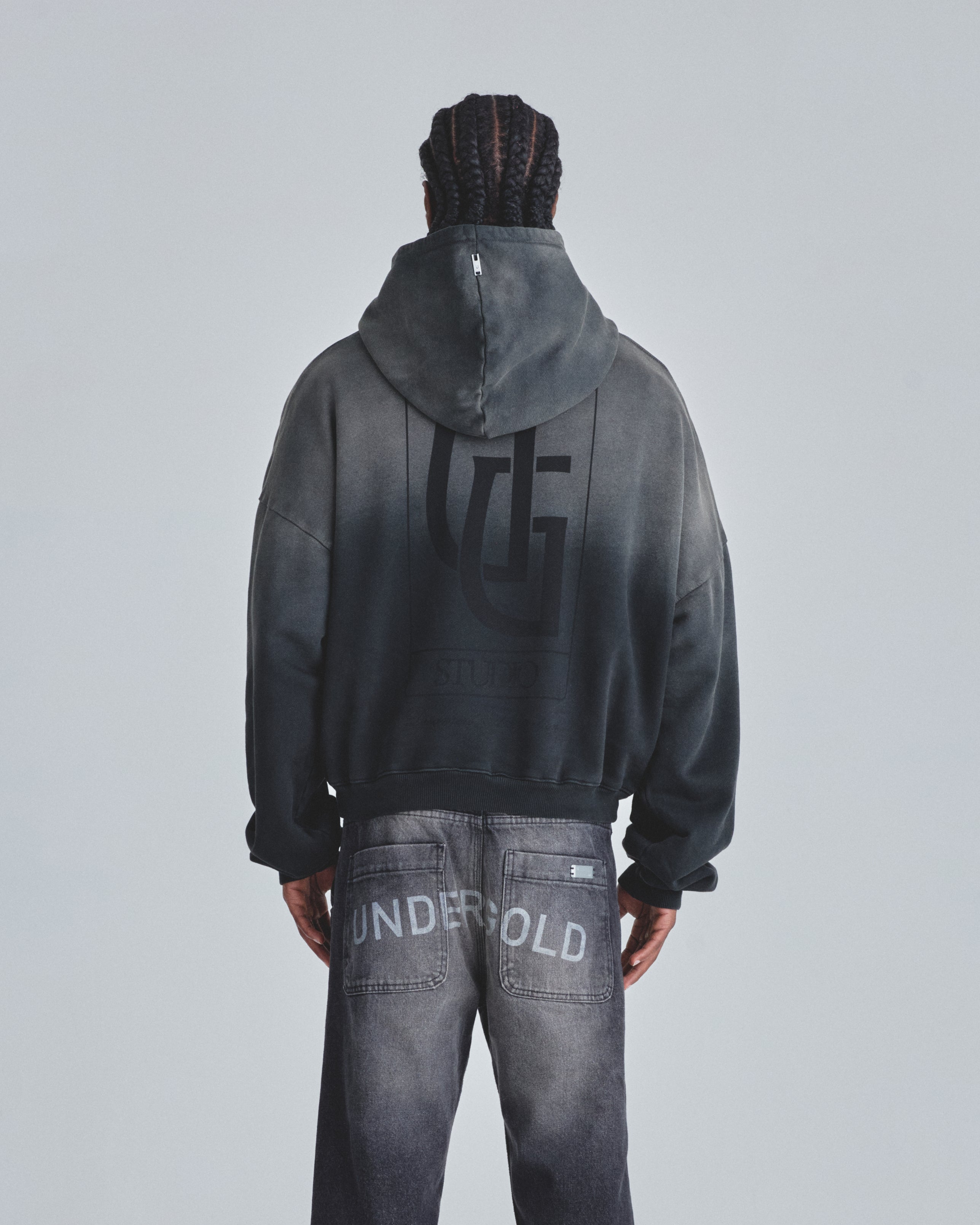 Hoodie Line UG Frame Boxy Fit Faded Black