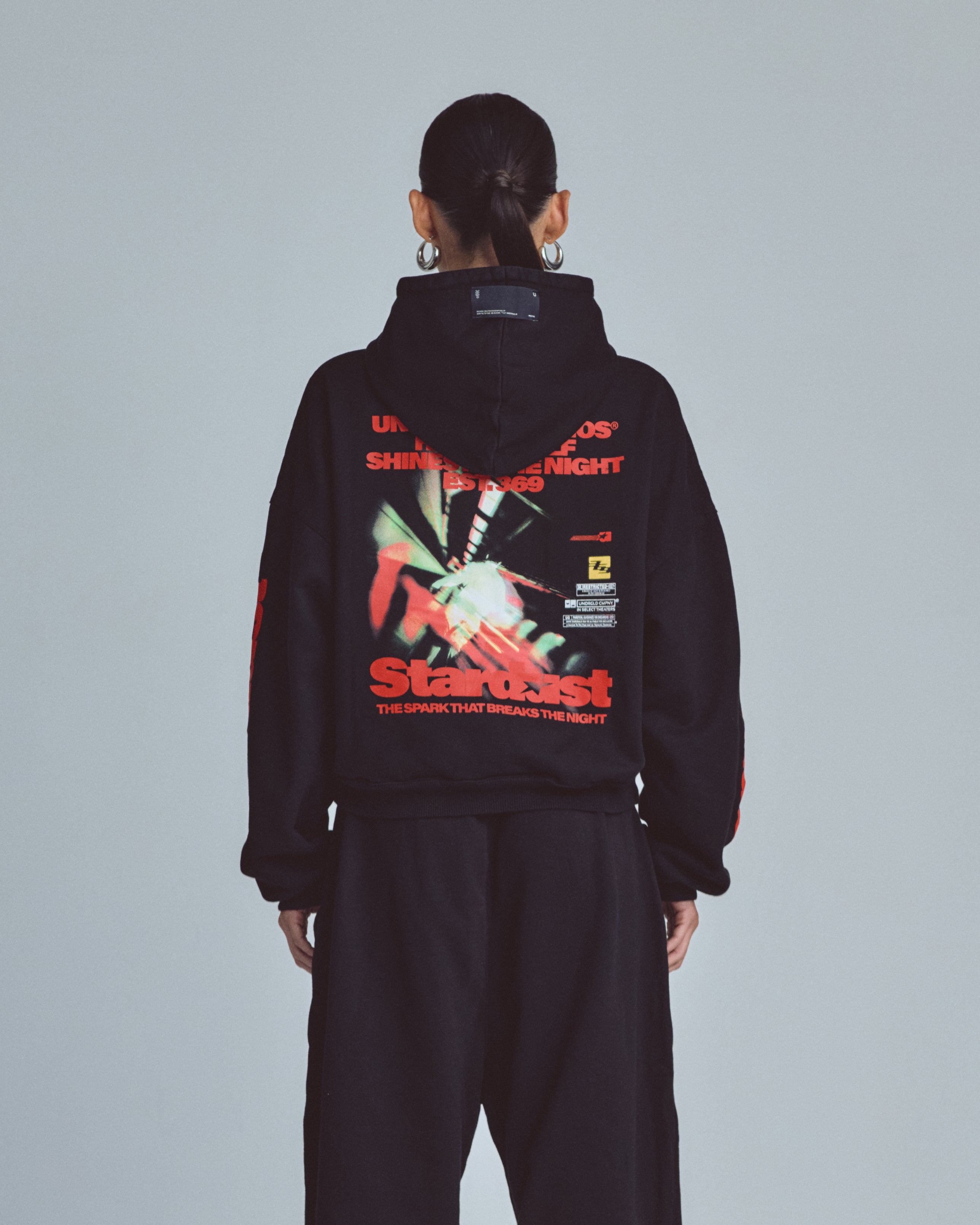 W Stardust Rush Boxy Fit Hoodie Black