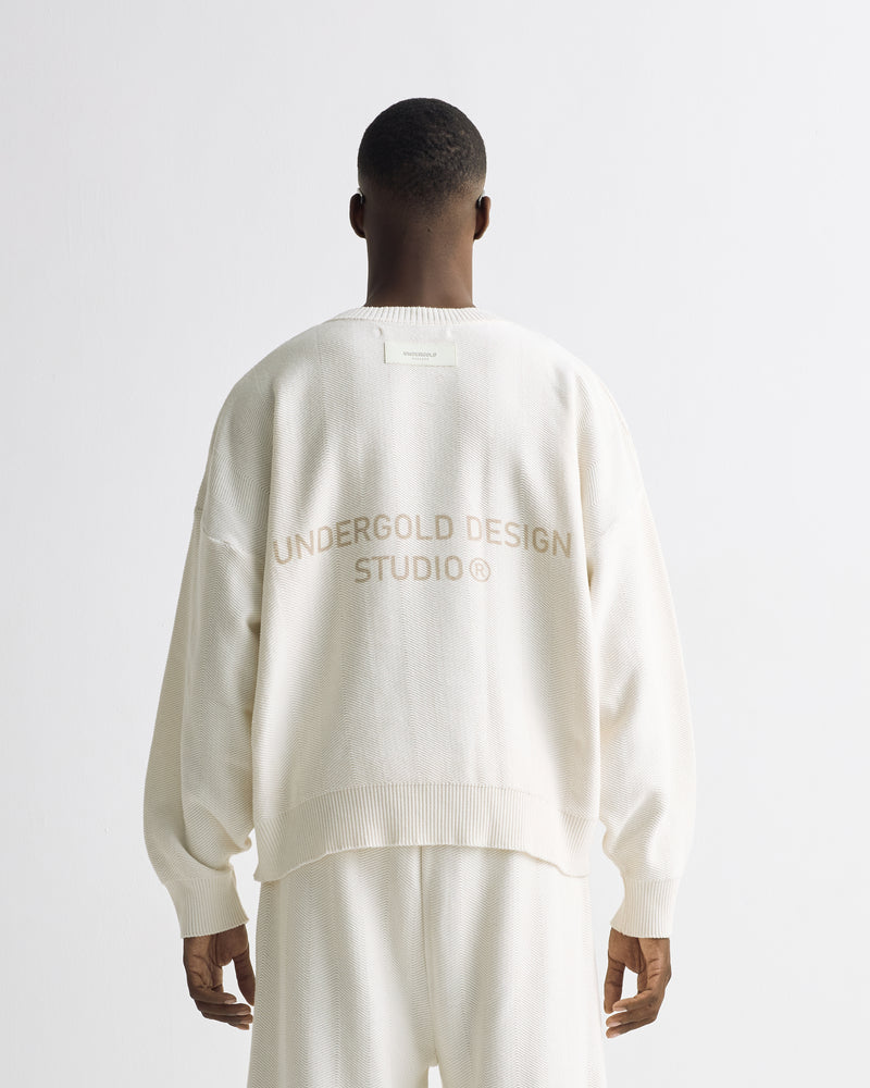 Basics Herringbone Knit Crewneck Cream