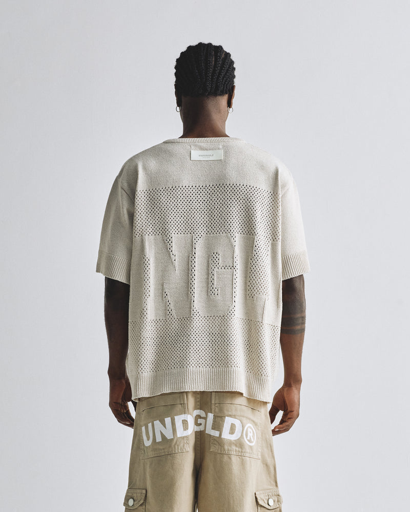 Basics UNGLD Knit V Neck Tshirt Bone