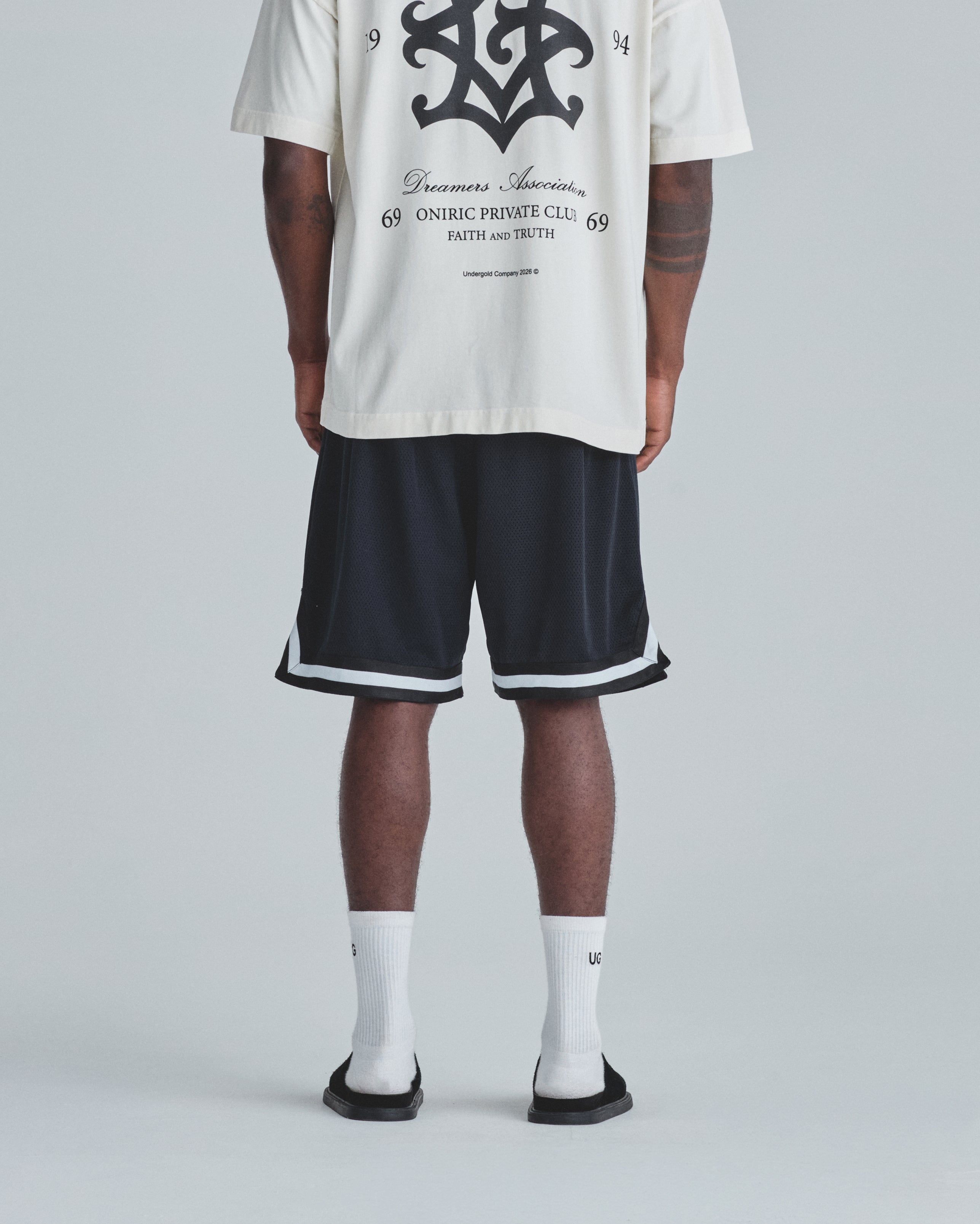 Line Embroidered UG Mesh Short Black