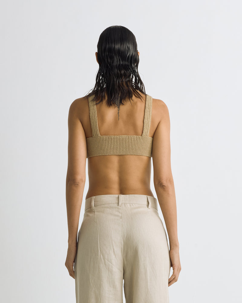 Basics Textured Knit Coup Top Camel