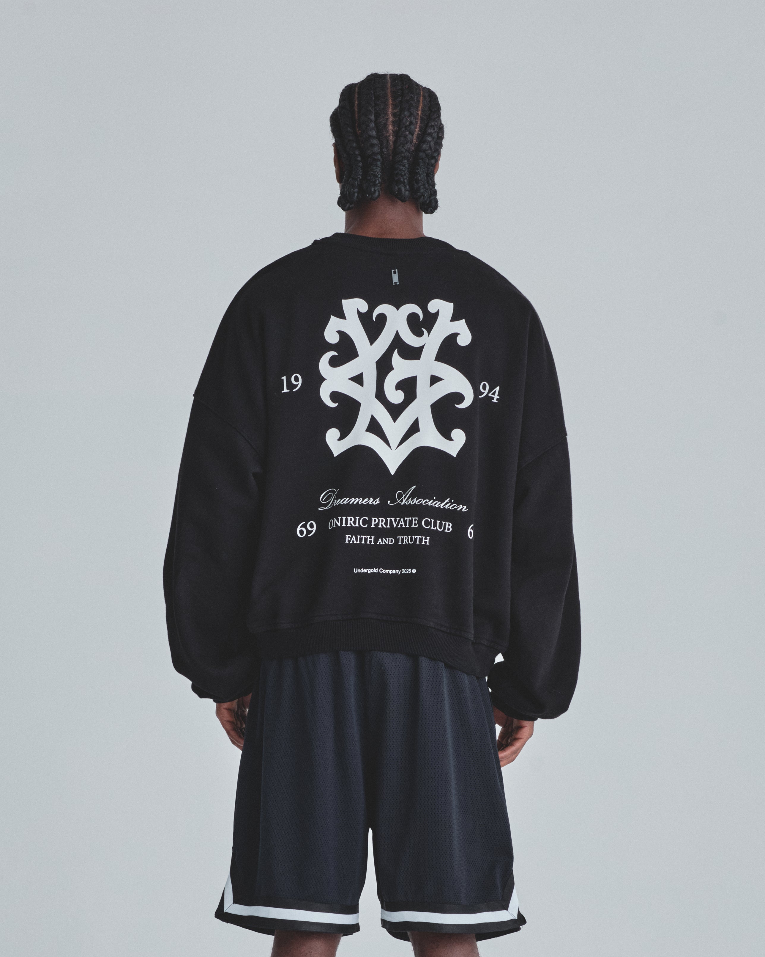 Line UG Monogram Boxy Fit Crewneck Black