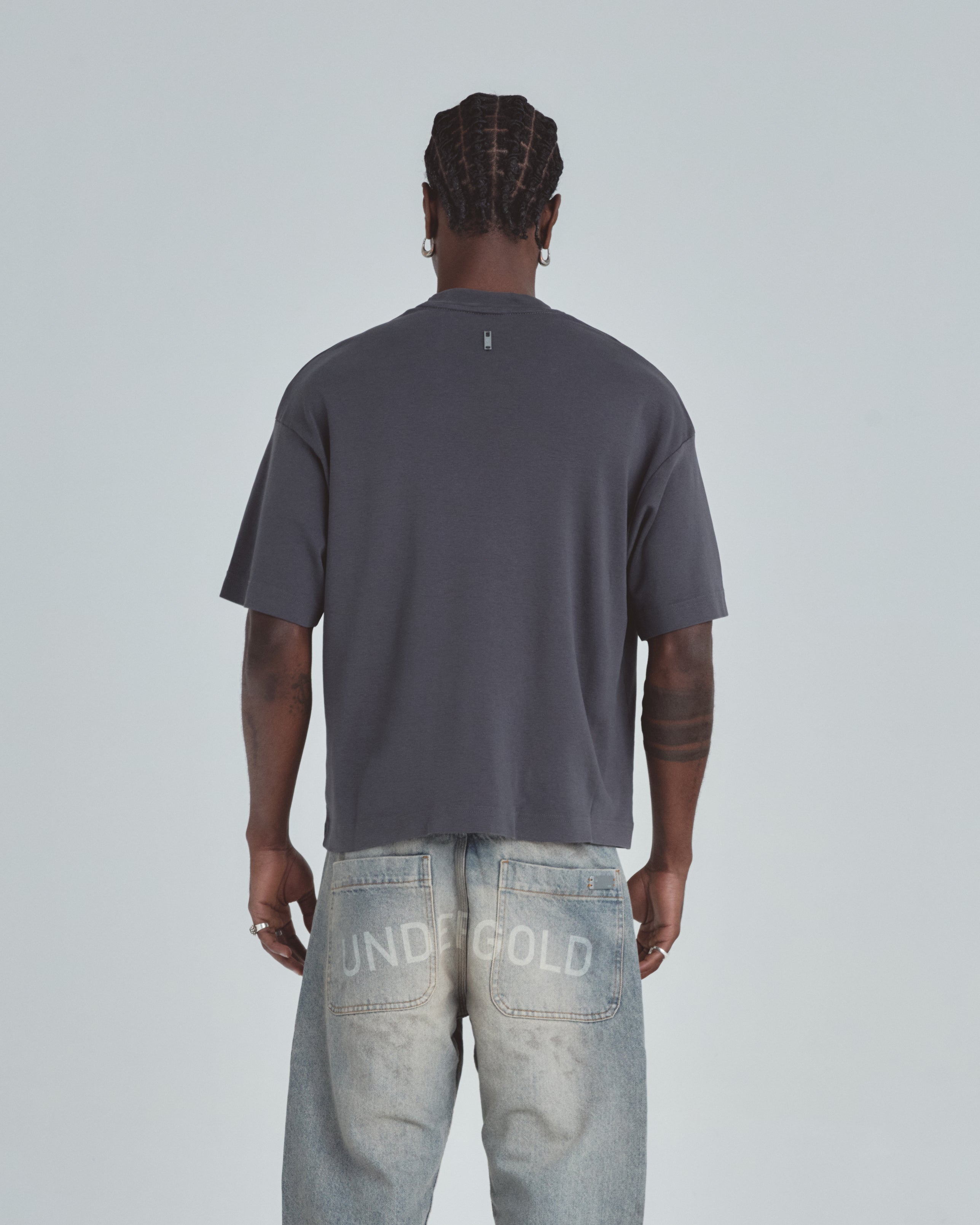 Line Basic Label Boxy Fit Tshirt Vintage Gray