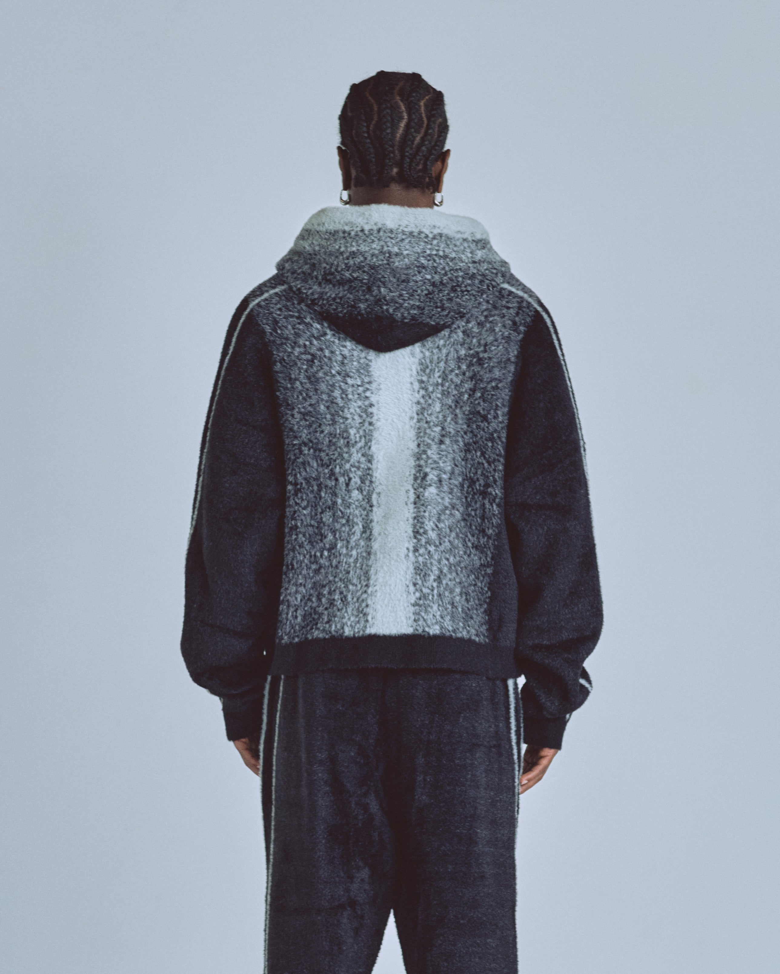 Basics Knit Zip Up Hoodie Bone/Black