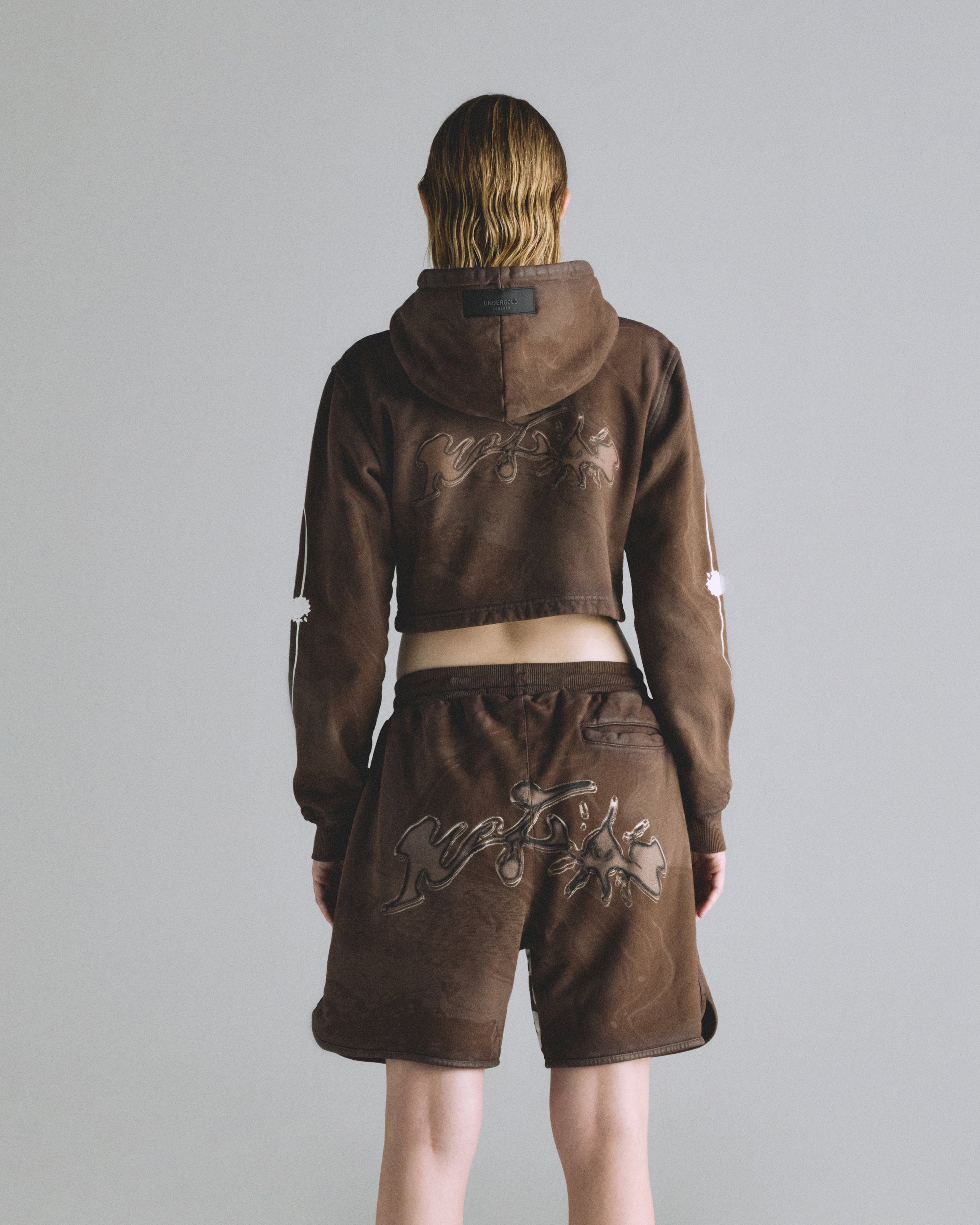 Helios Sun Slim Fit Cropped Hoodie Oil Brown