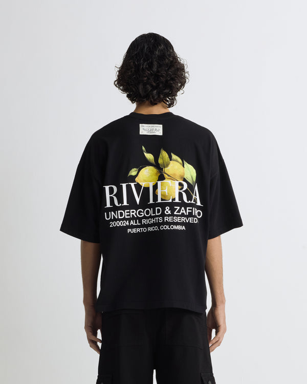 Riviera Lemon Tree Boxy Tshirt Black