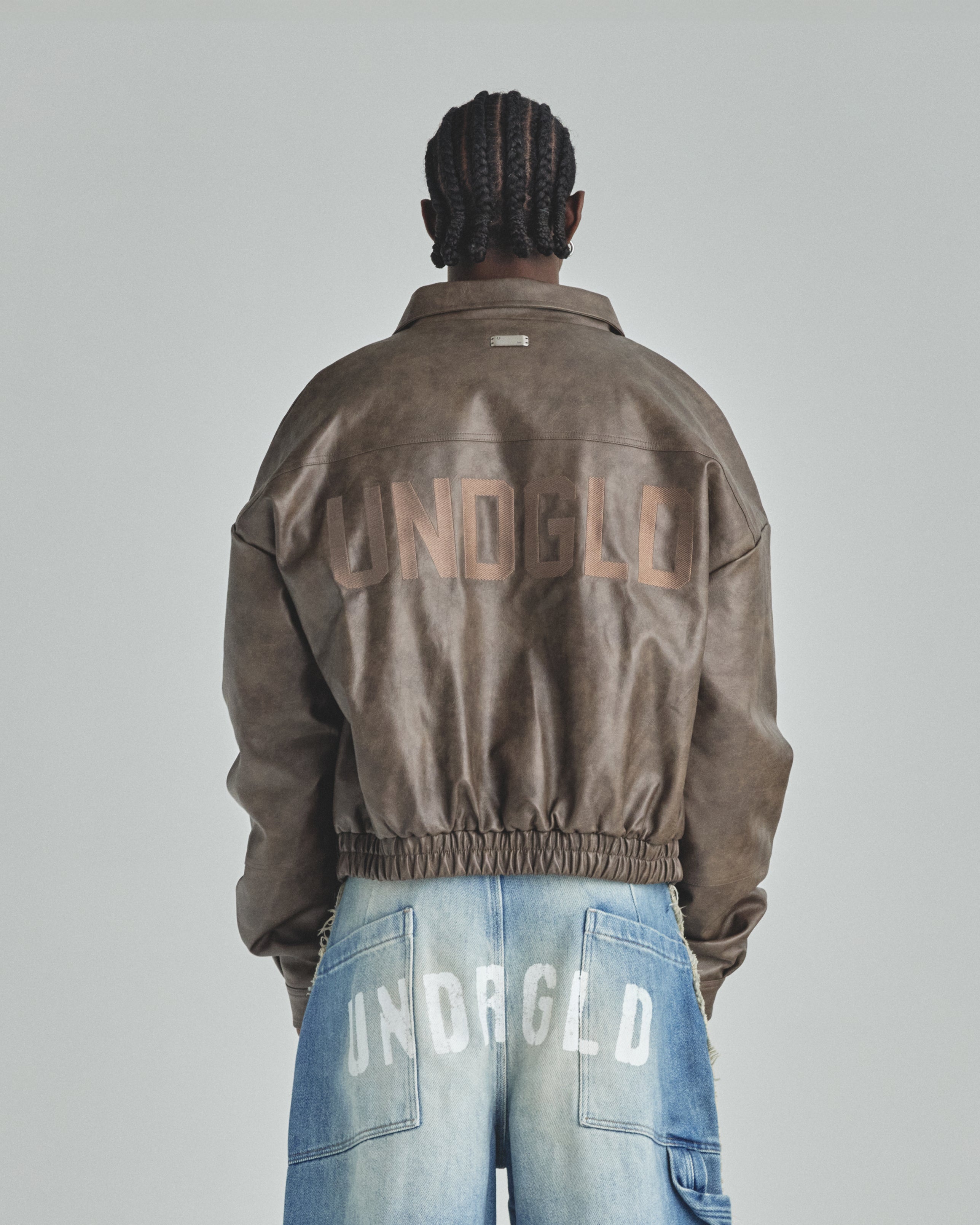 Basics Vintage Panelled Bomber Jacket Brown