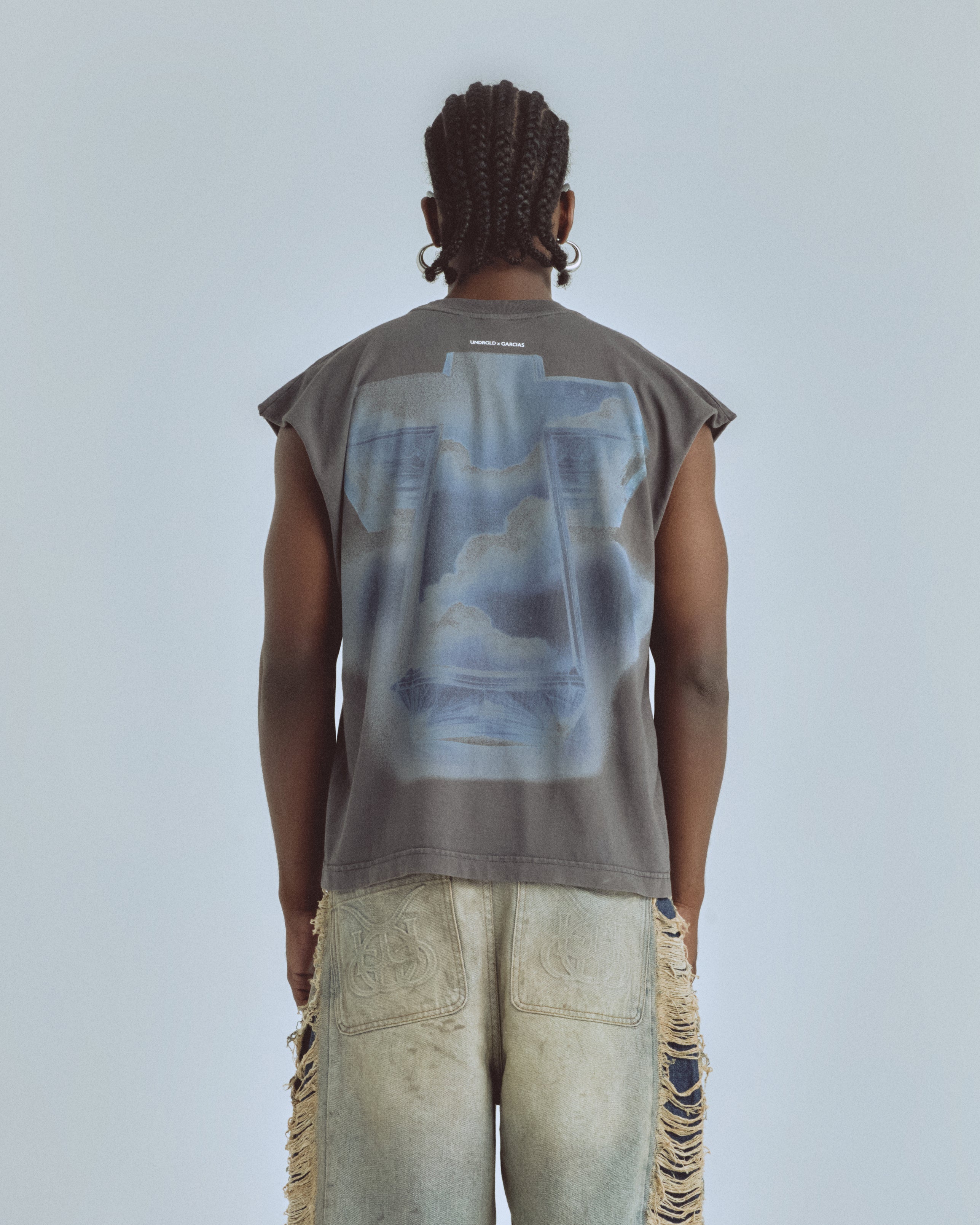 Santa Unión Cruz Sleeveless Tshirt Vintage Gray