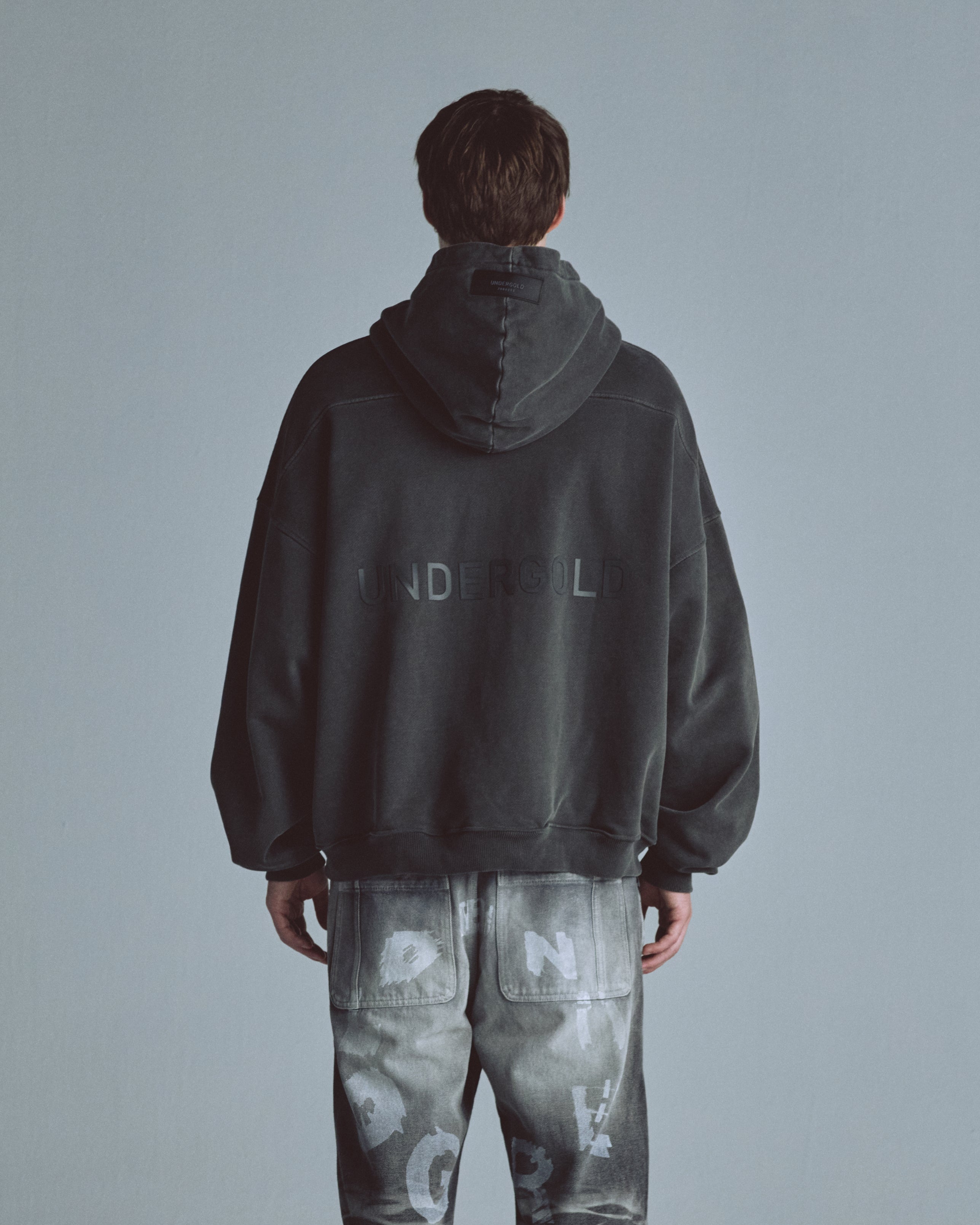 Line Logo Zip Up Hoodie Old Gray