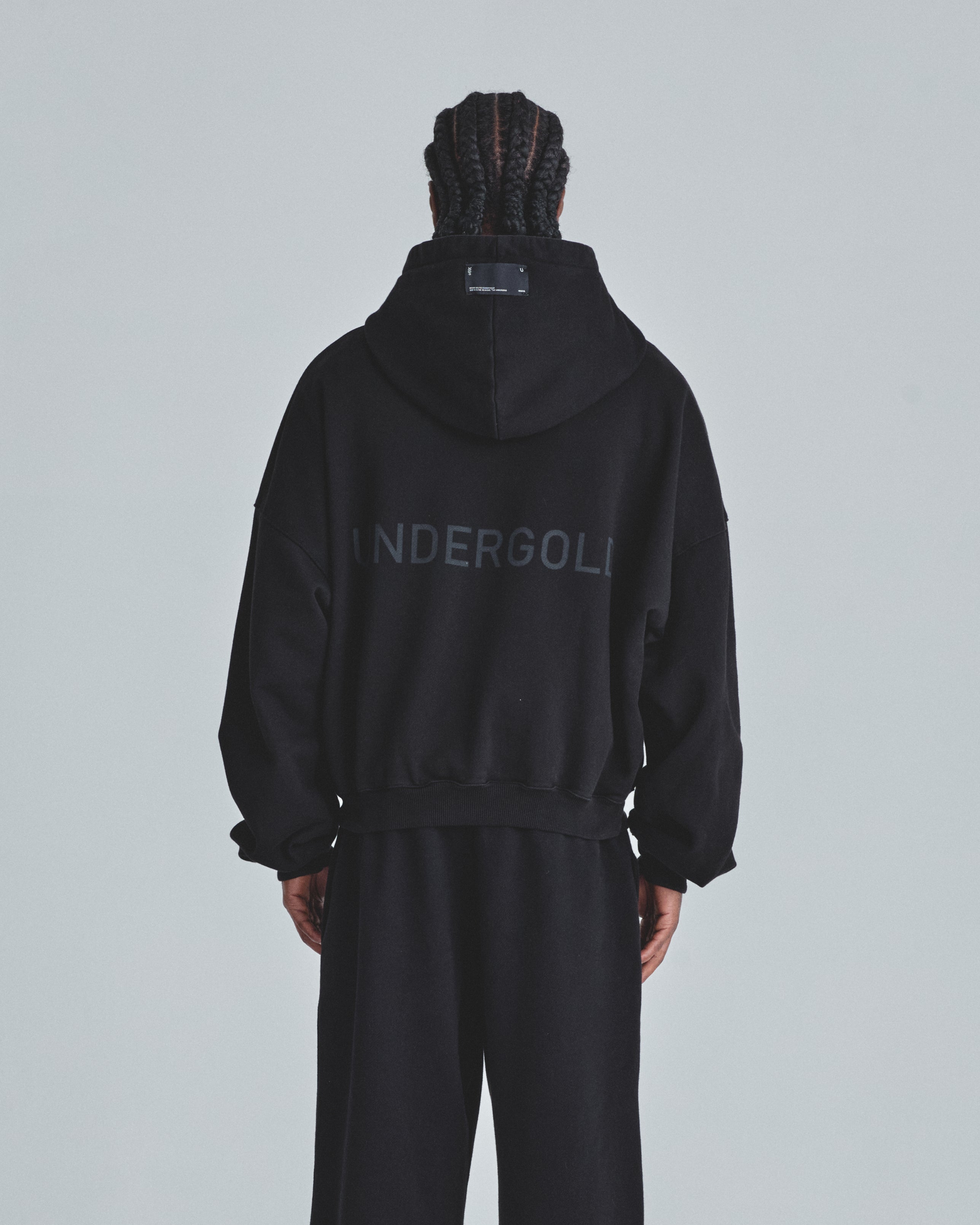 Line Basic Boxy Fit Zip Up Hoodie Black
