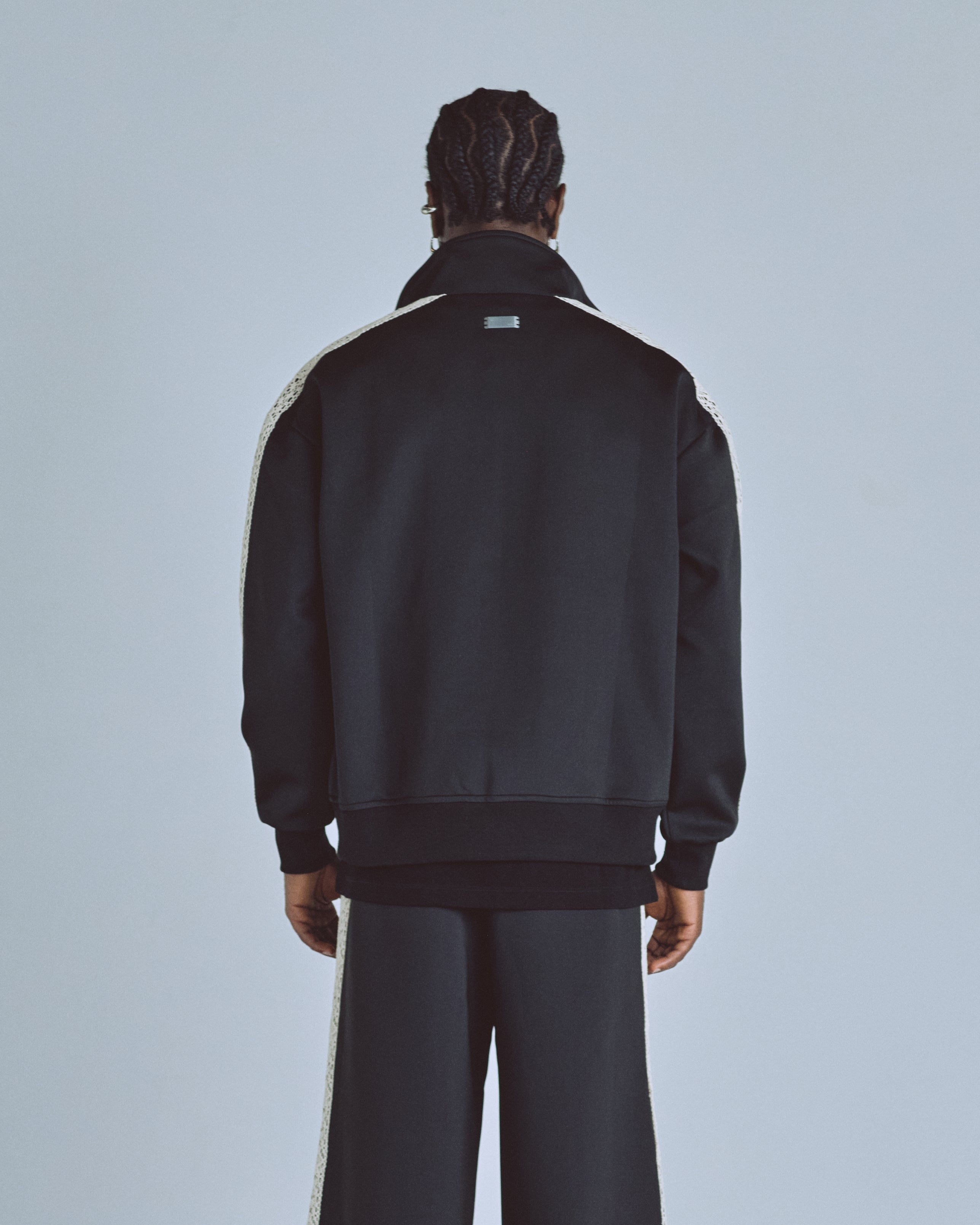 Basics Undgld Lace-panel Track Jacket Black