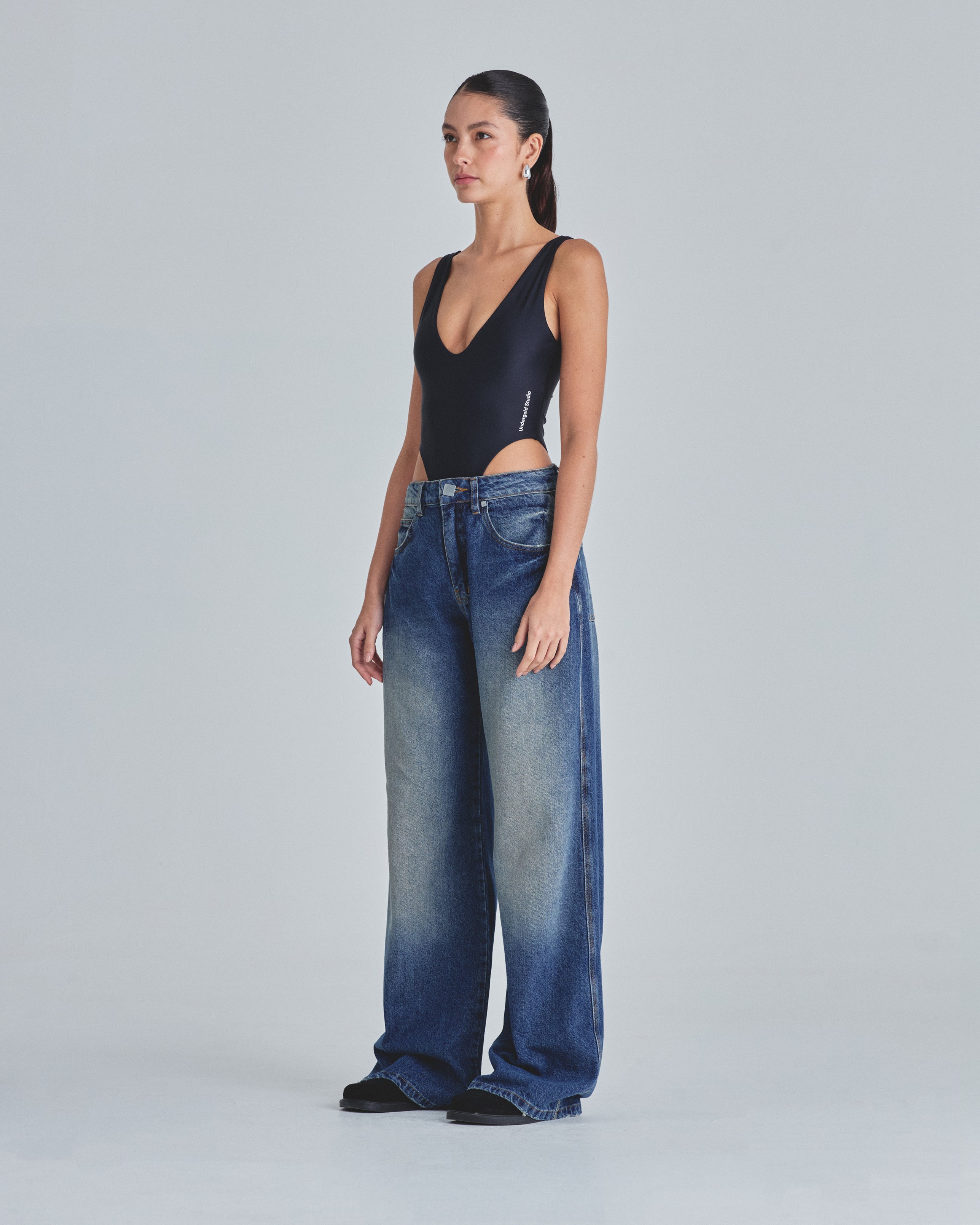 W Line Basic Wide Jeans Mid Blue