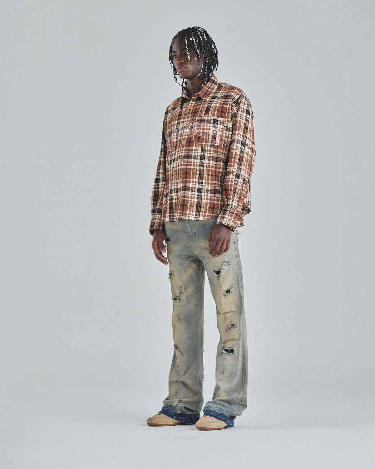 Act 1 Faith Flannel Shirt Plaid Brown