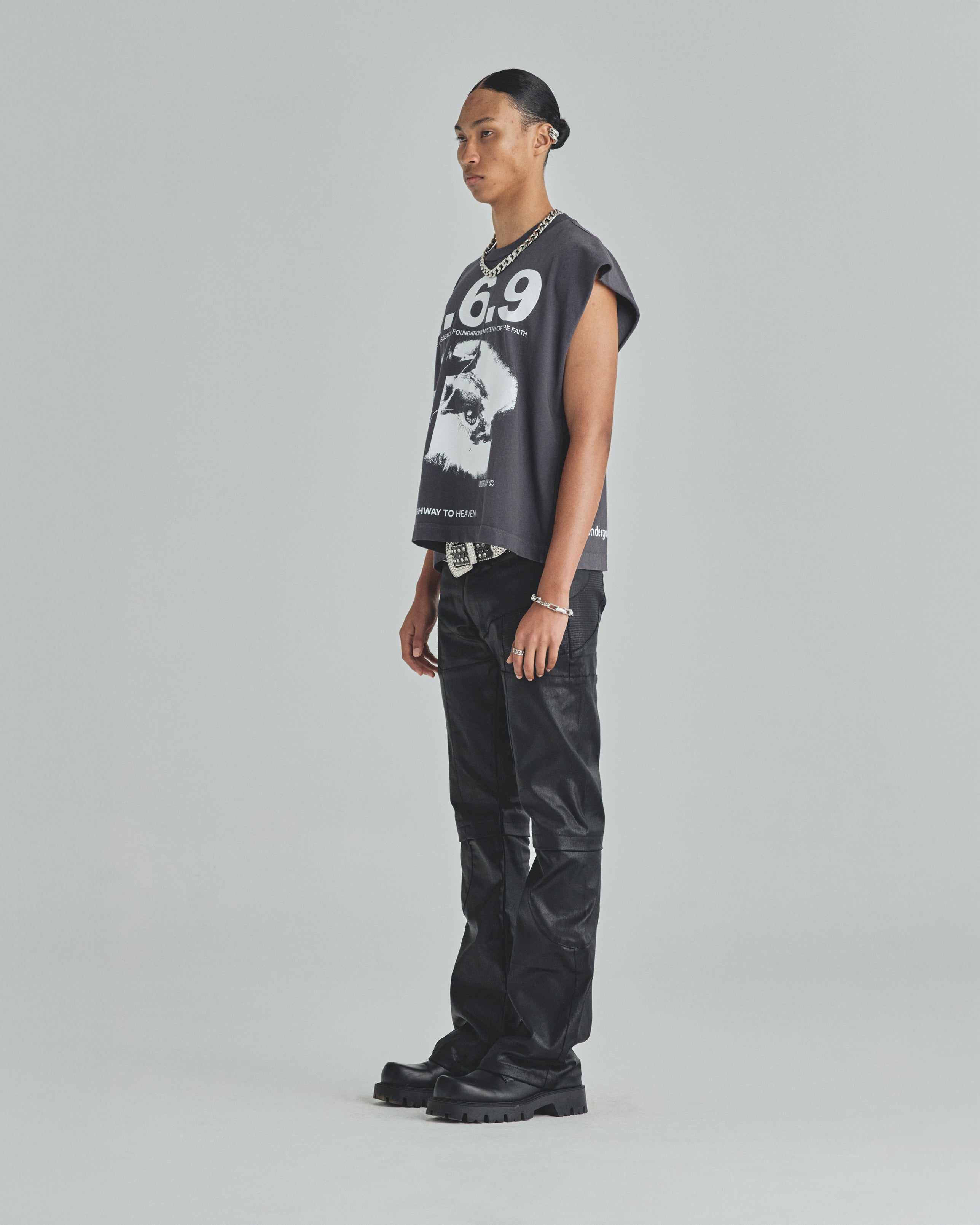 Basics Pleather Flare Pants Black