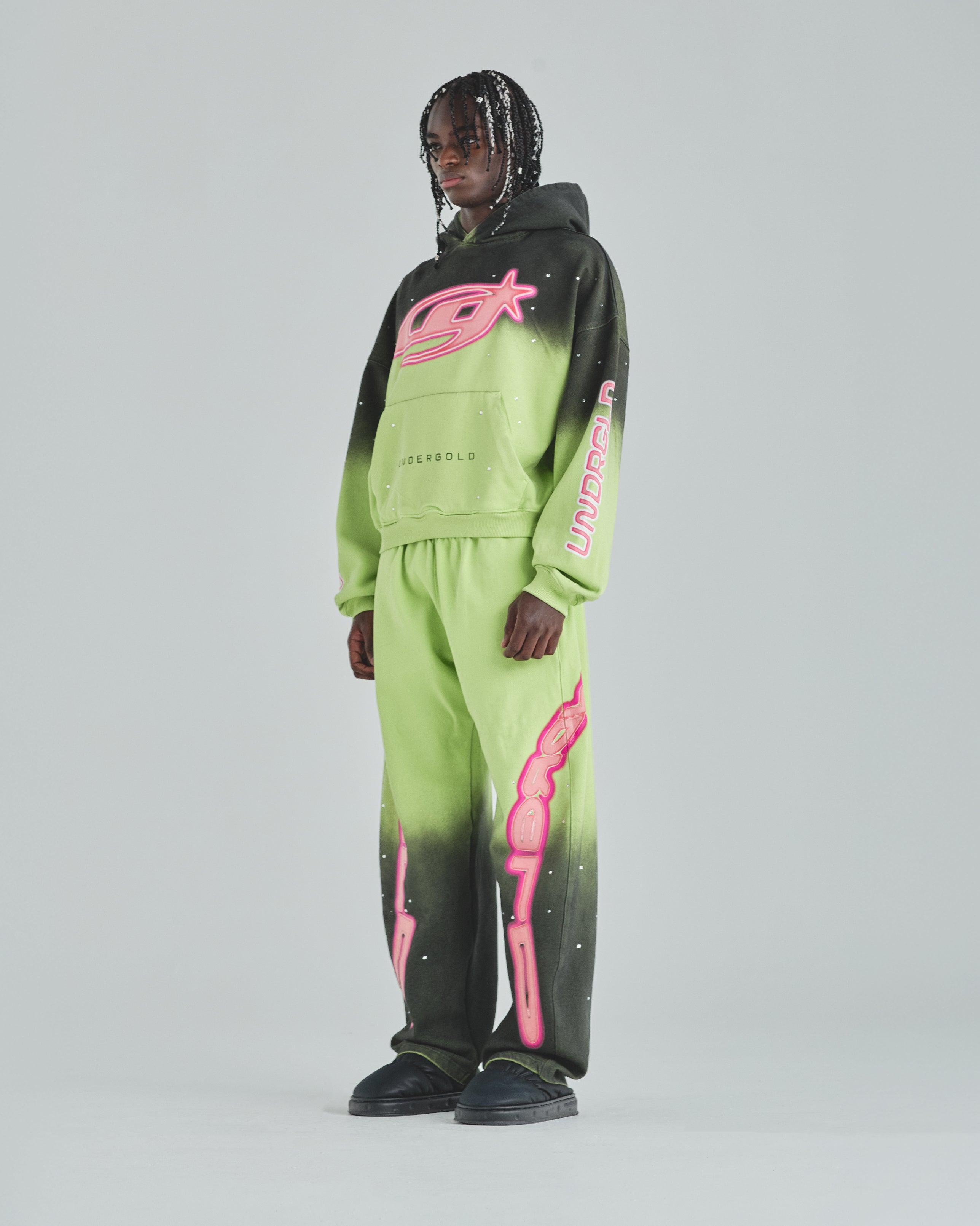 Act 1 Neon Boxy Fit Hoodie Faded Green