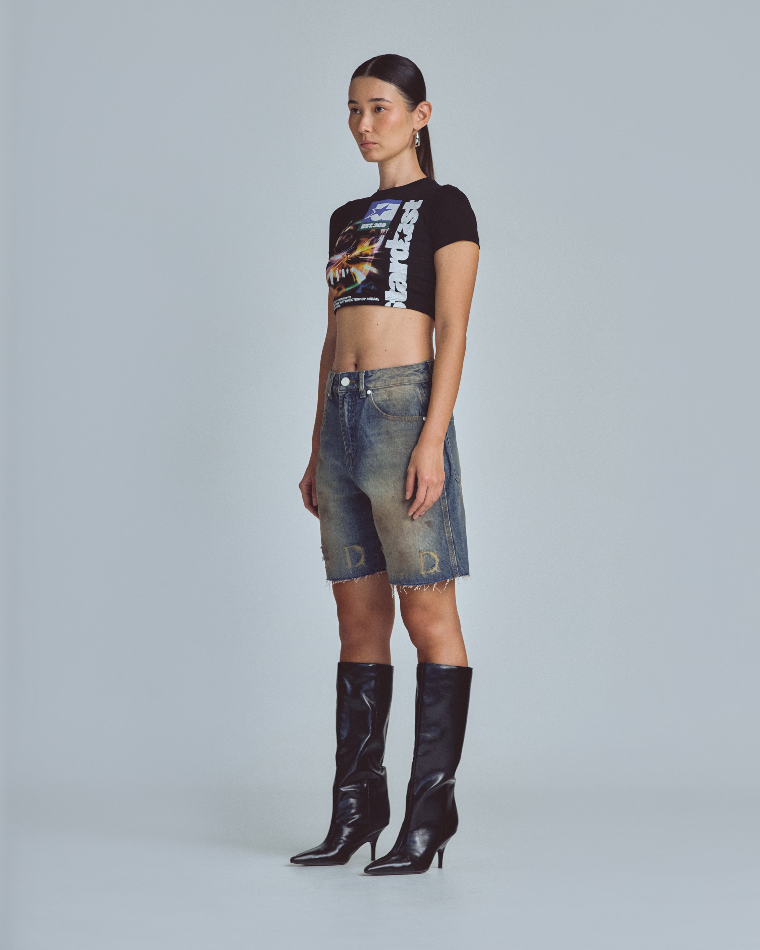 Stardust Night Drive Baby Tee Black