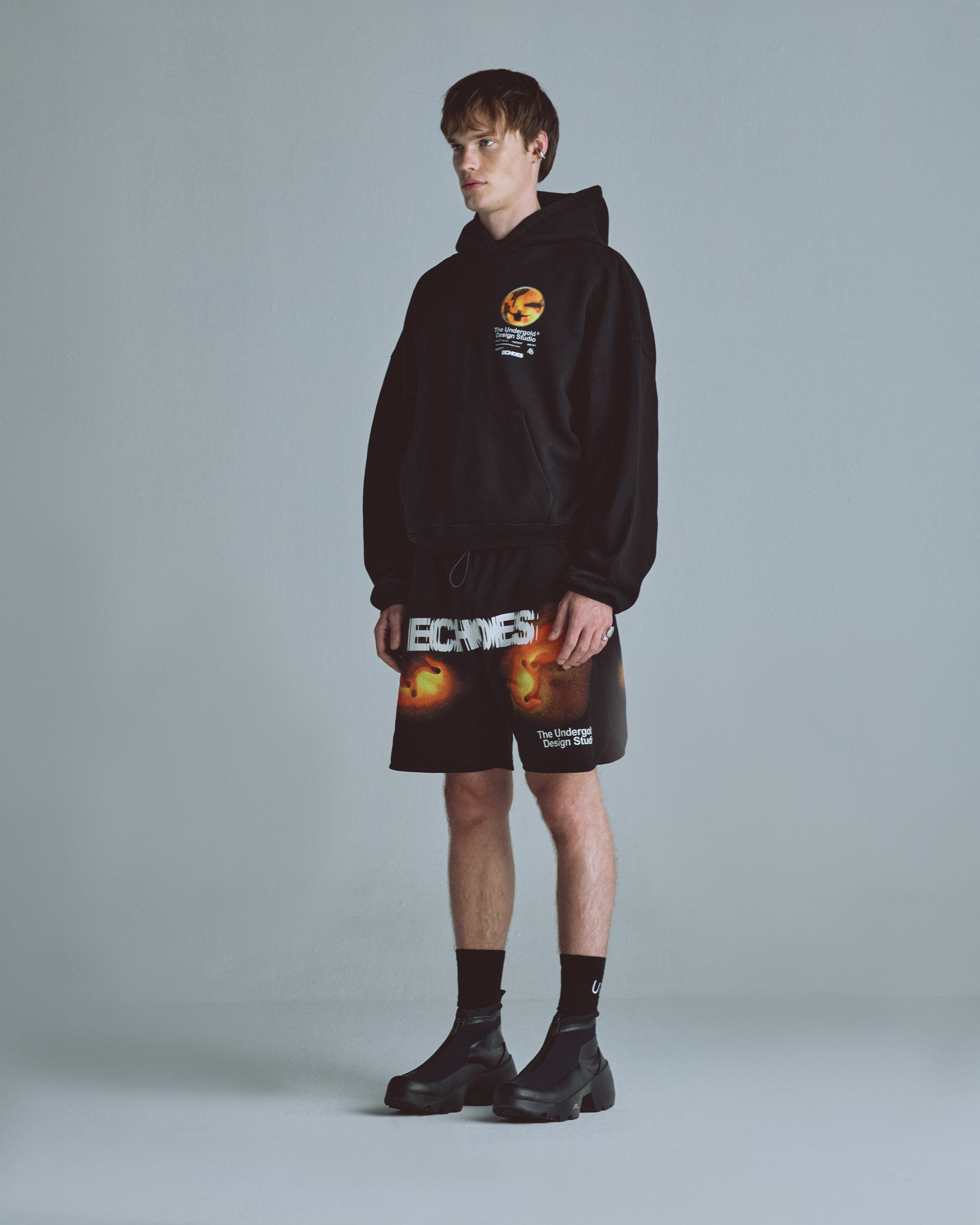 Echoes Amplitude Boxy Fit Hoodie Black