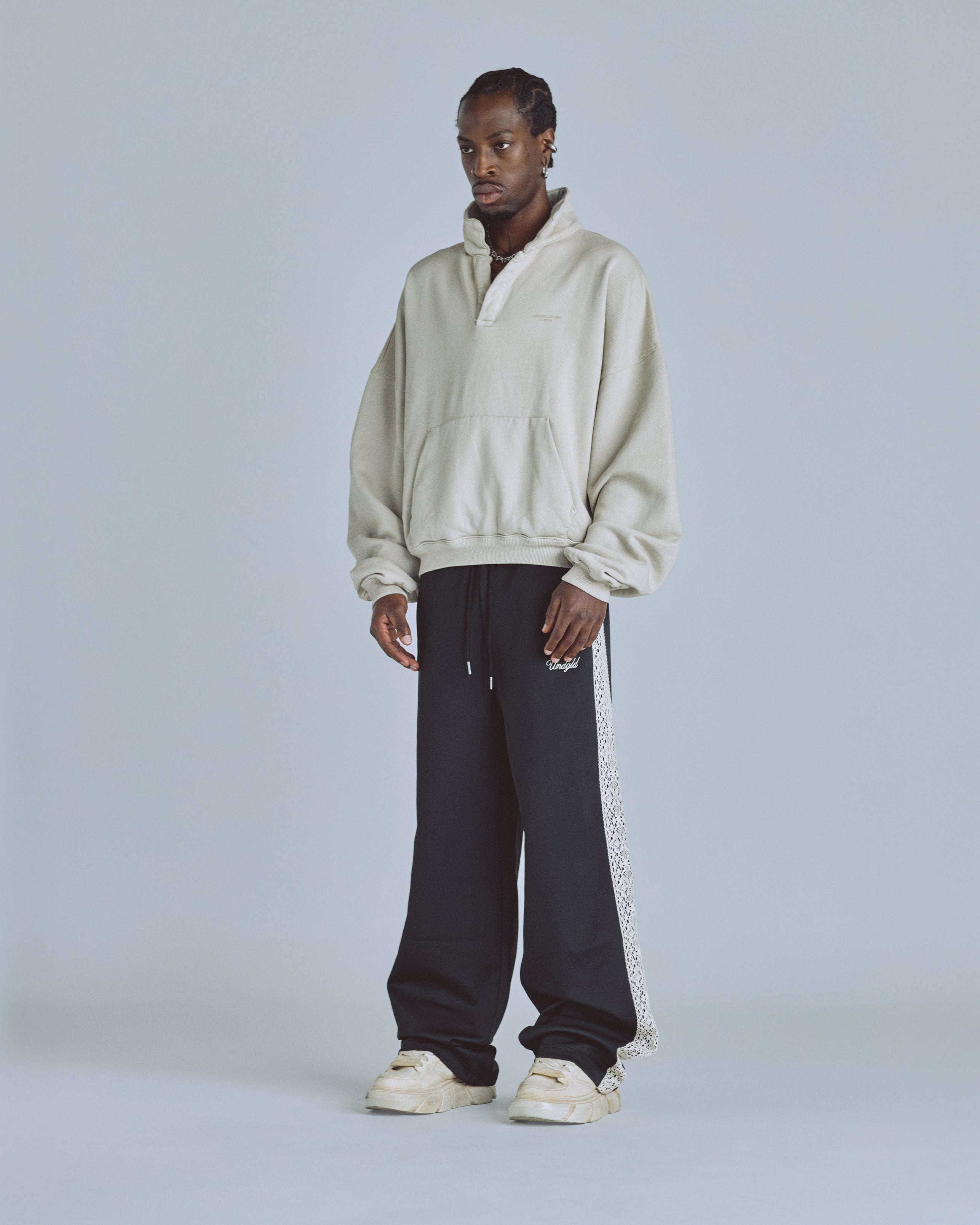 Basics Polo Collar Boxy Fit Hoodie Cream