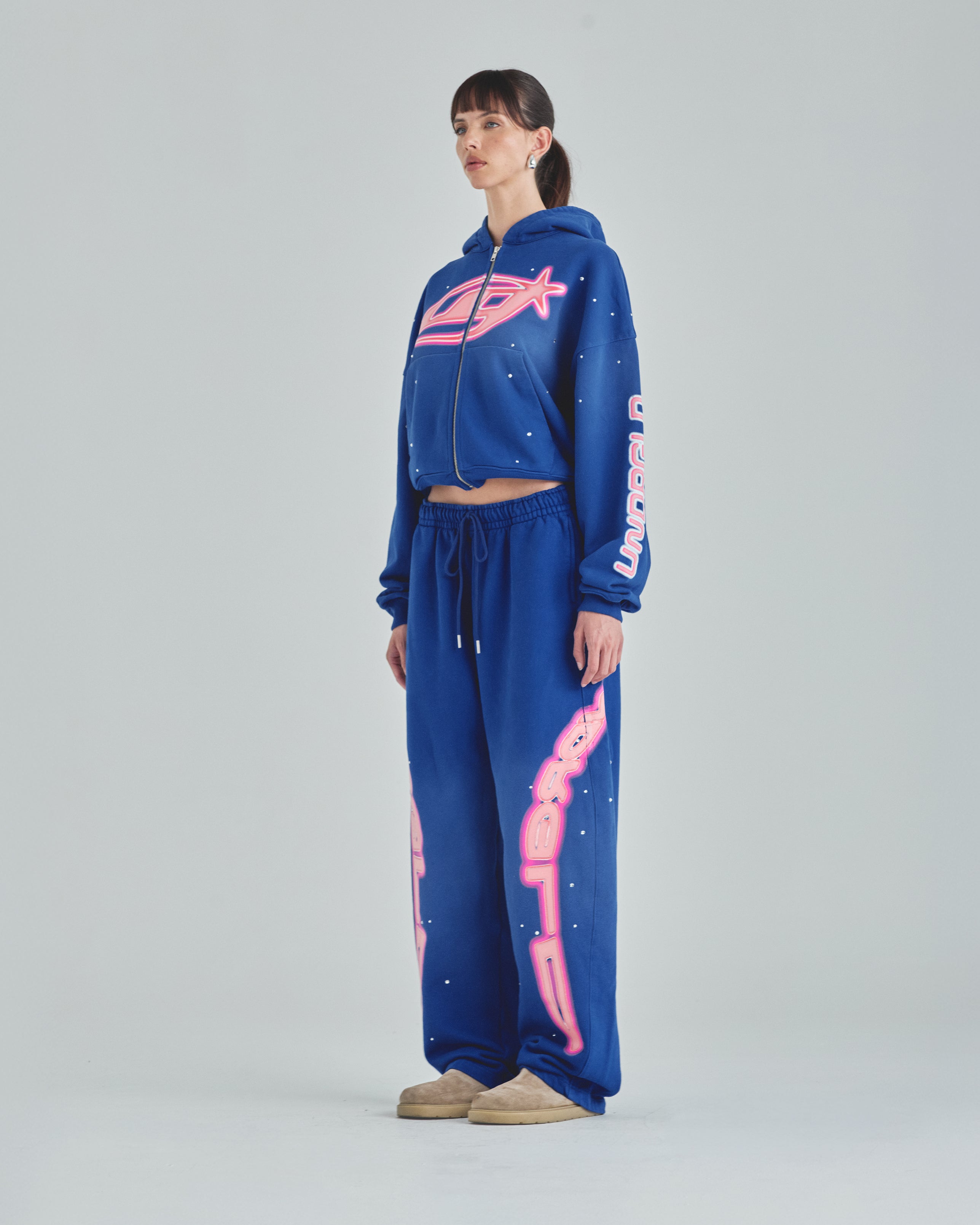 W Act 1 Neon Zip Up Boxy Fit Hoodie Electric Blue