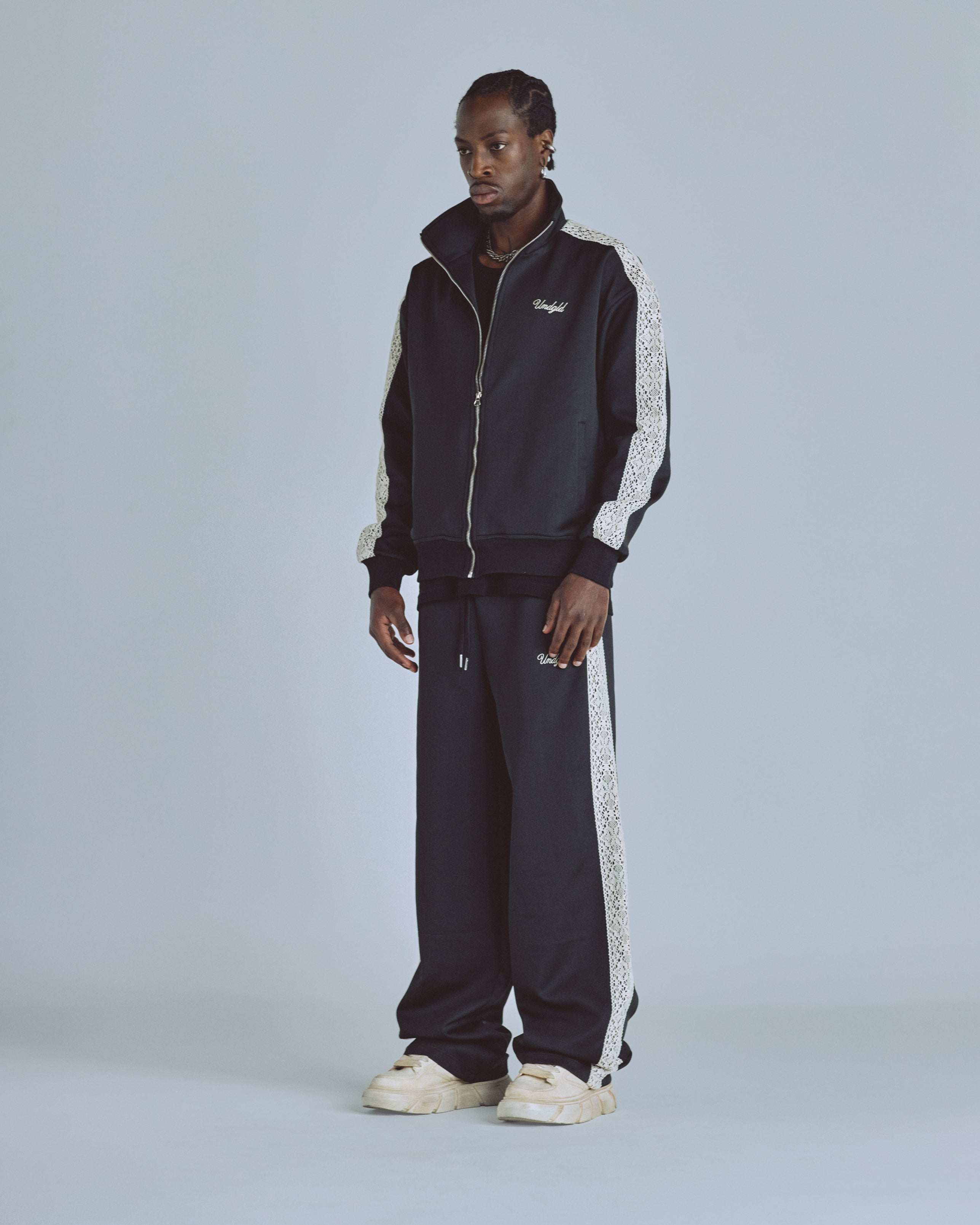 Basics Undgld Lace-panel Track Jacket Black