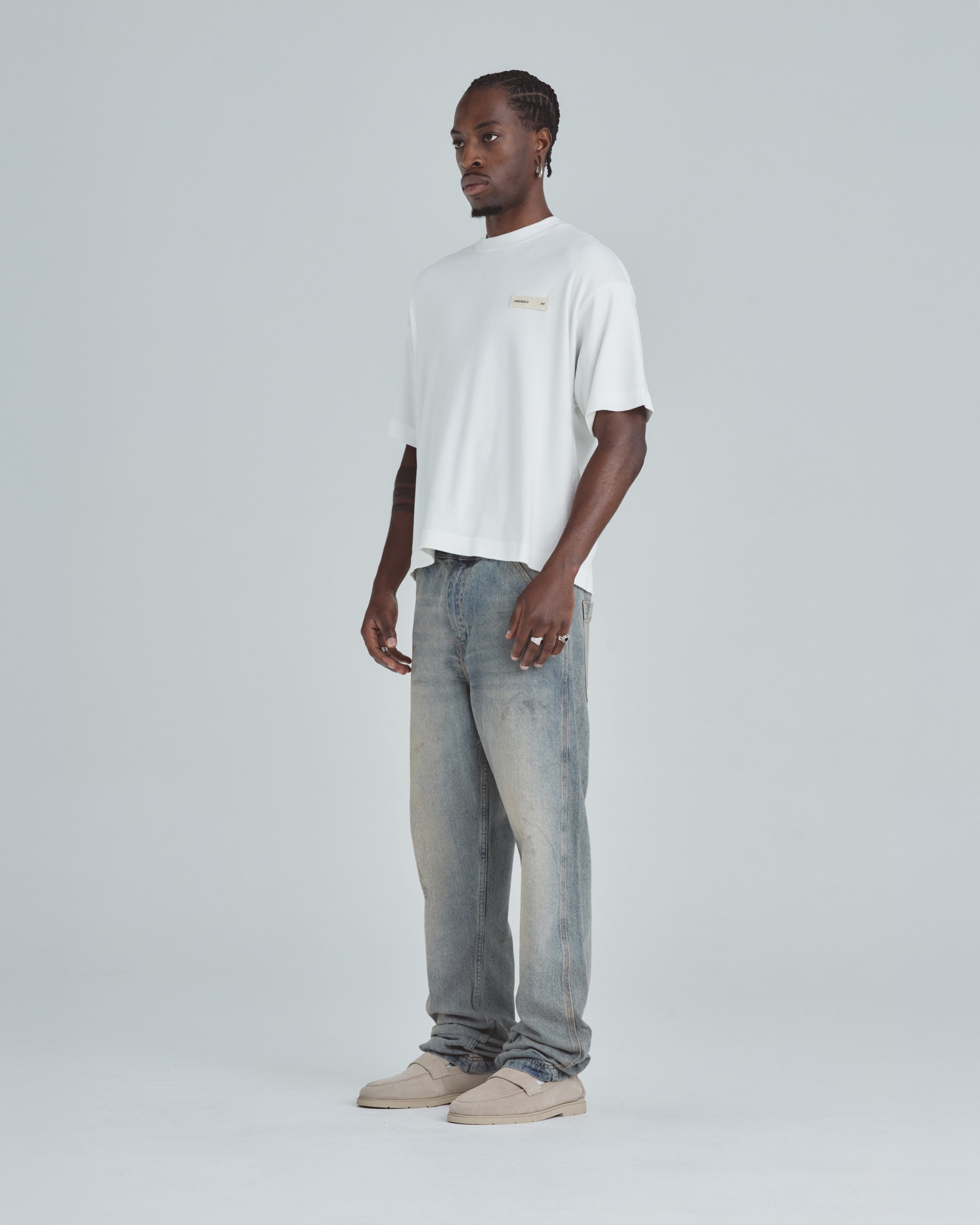 Line Basic Label Boxy Fit Tshirt White