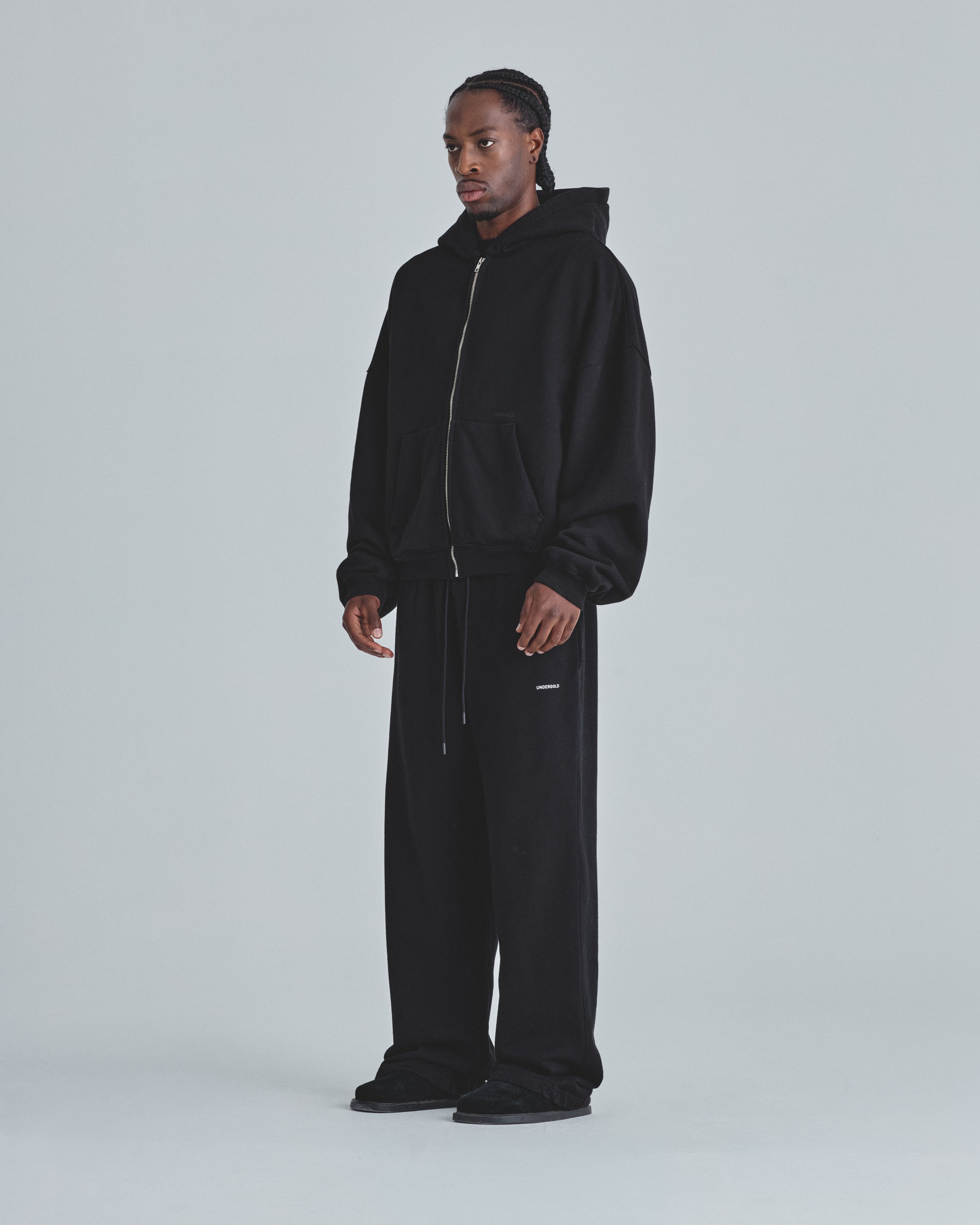 Line Basic Boxy Fit Zip Up Hoodie Black