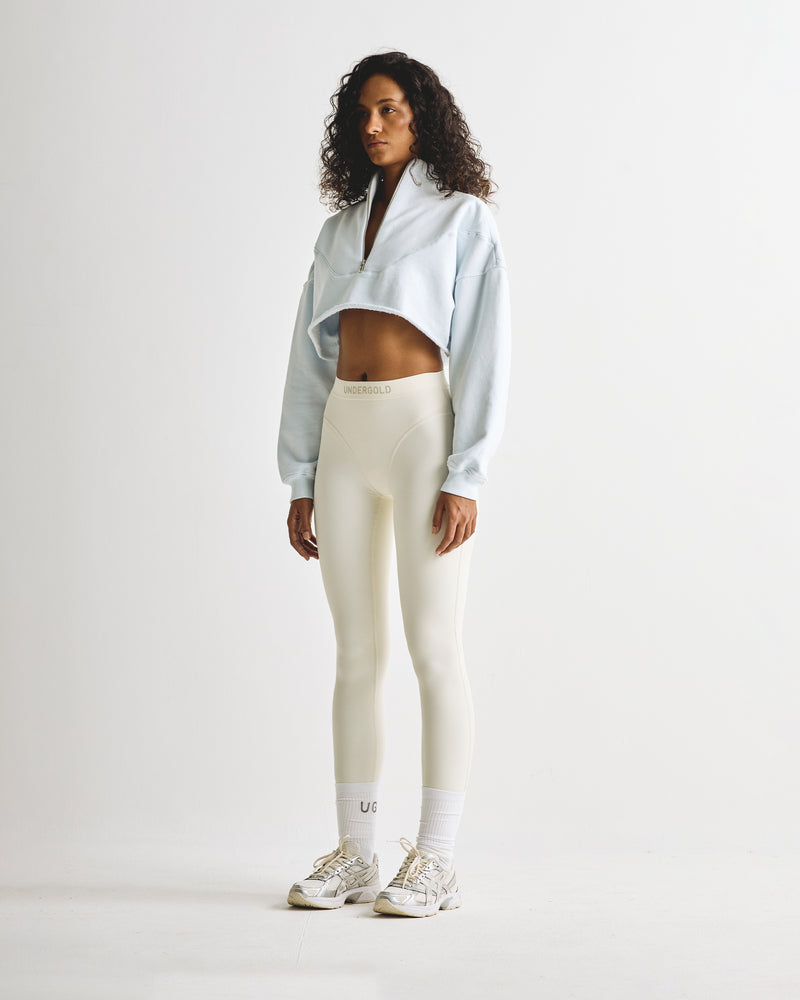 Basics Cropped Zip Up Crewneck Baby Blue