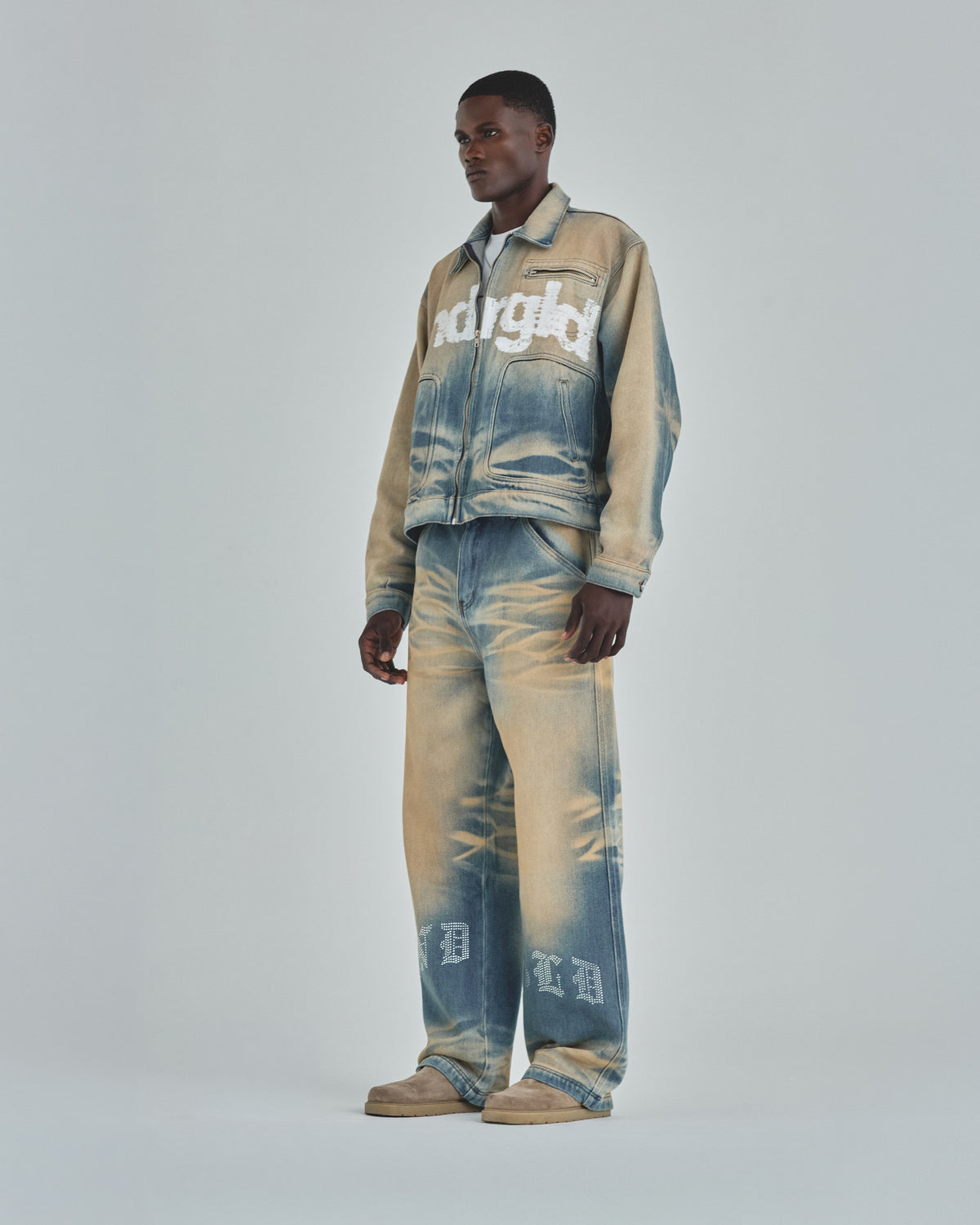 Revelation Rhinestone UNDGLD Wide Jean Sand Blue