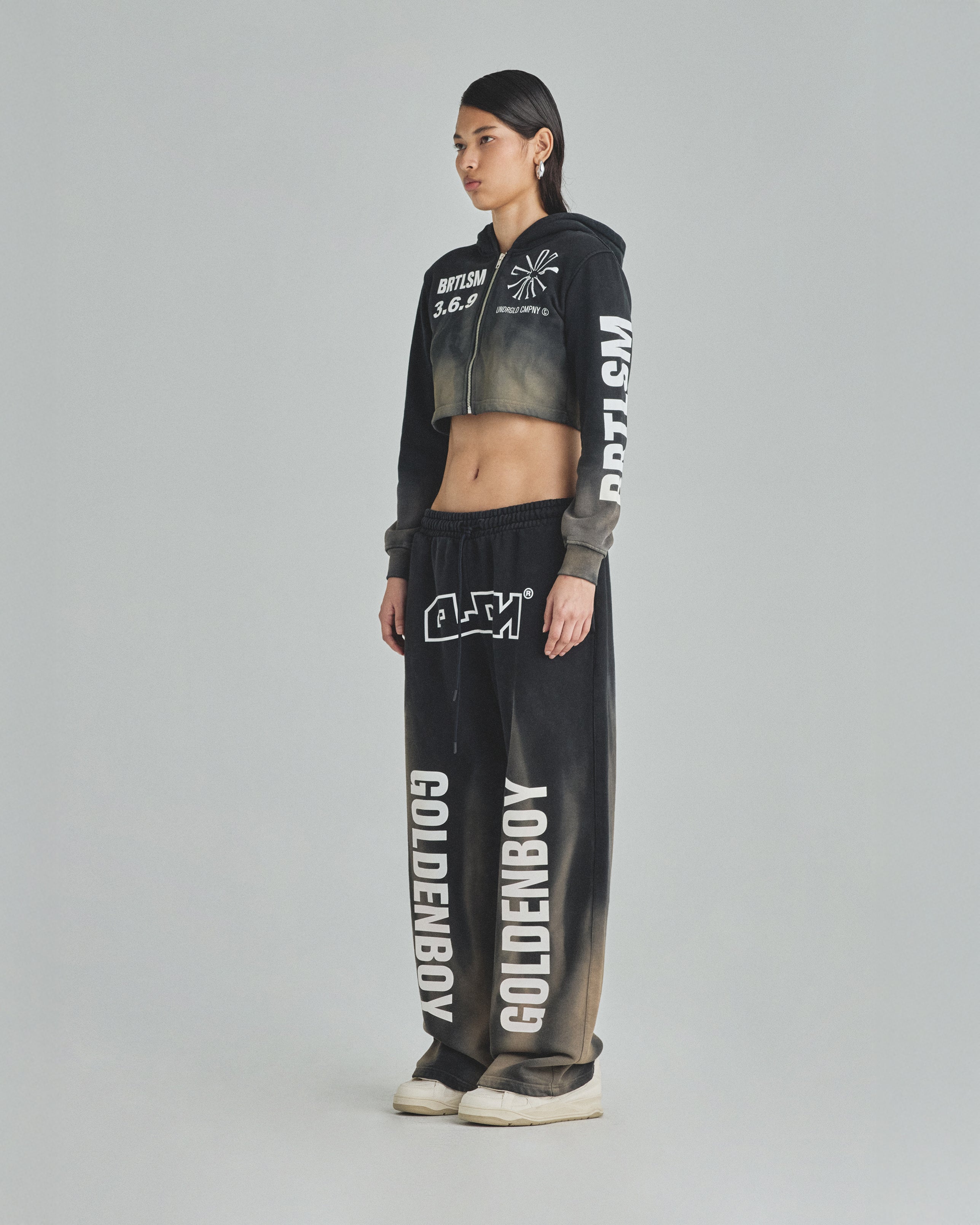 W Spring Pray 4 Love Zip Up Slim Fit Hoodie Sandblast Gray Flame